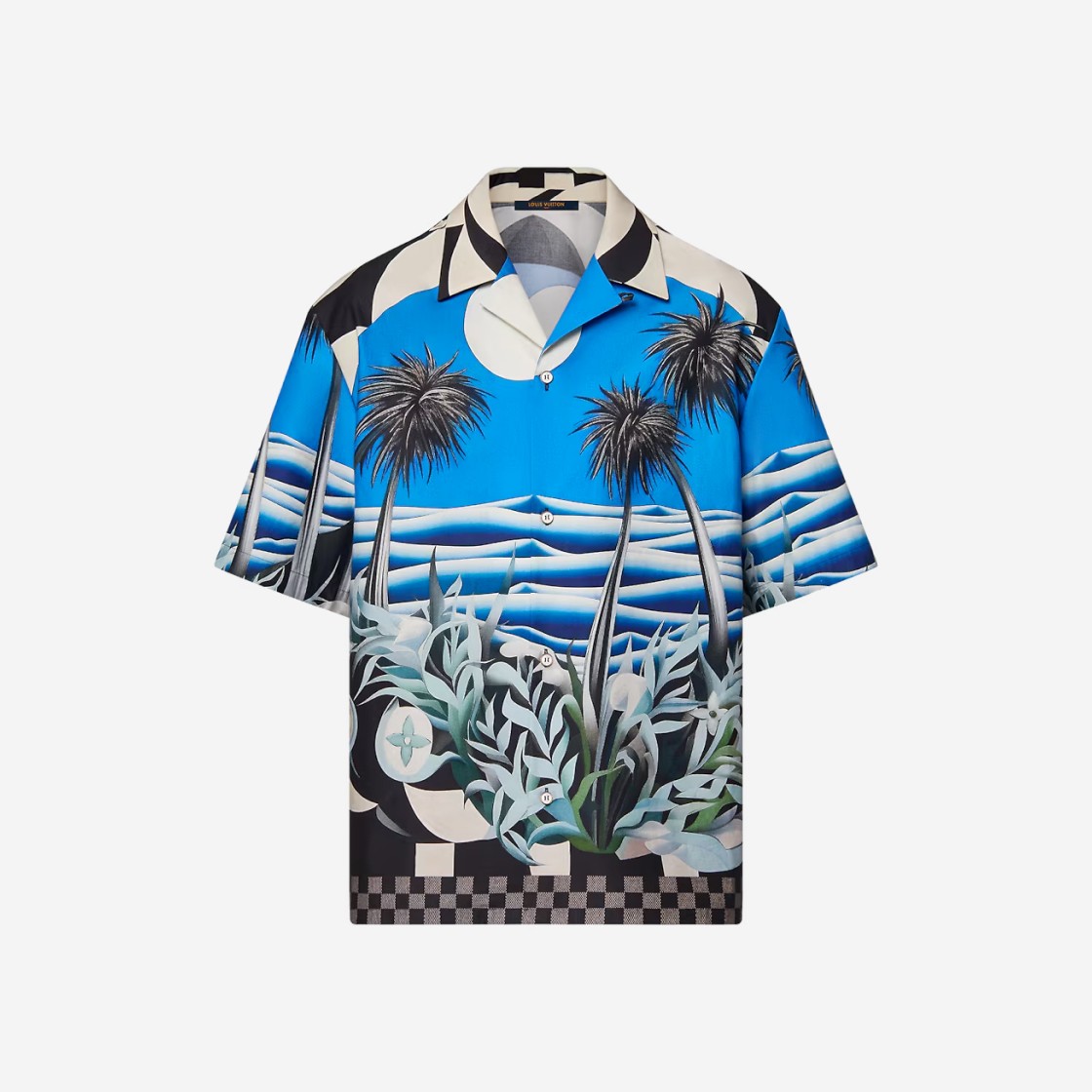 Louis Vuitton Printed Short Sleeved Cotton Shirt Blue 상세 이미지 1