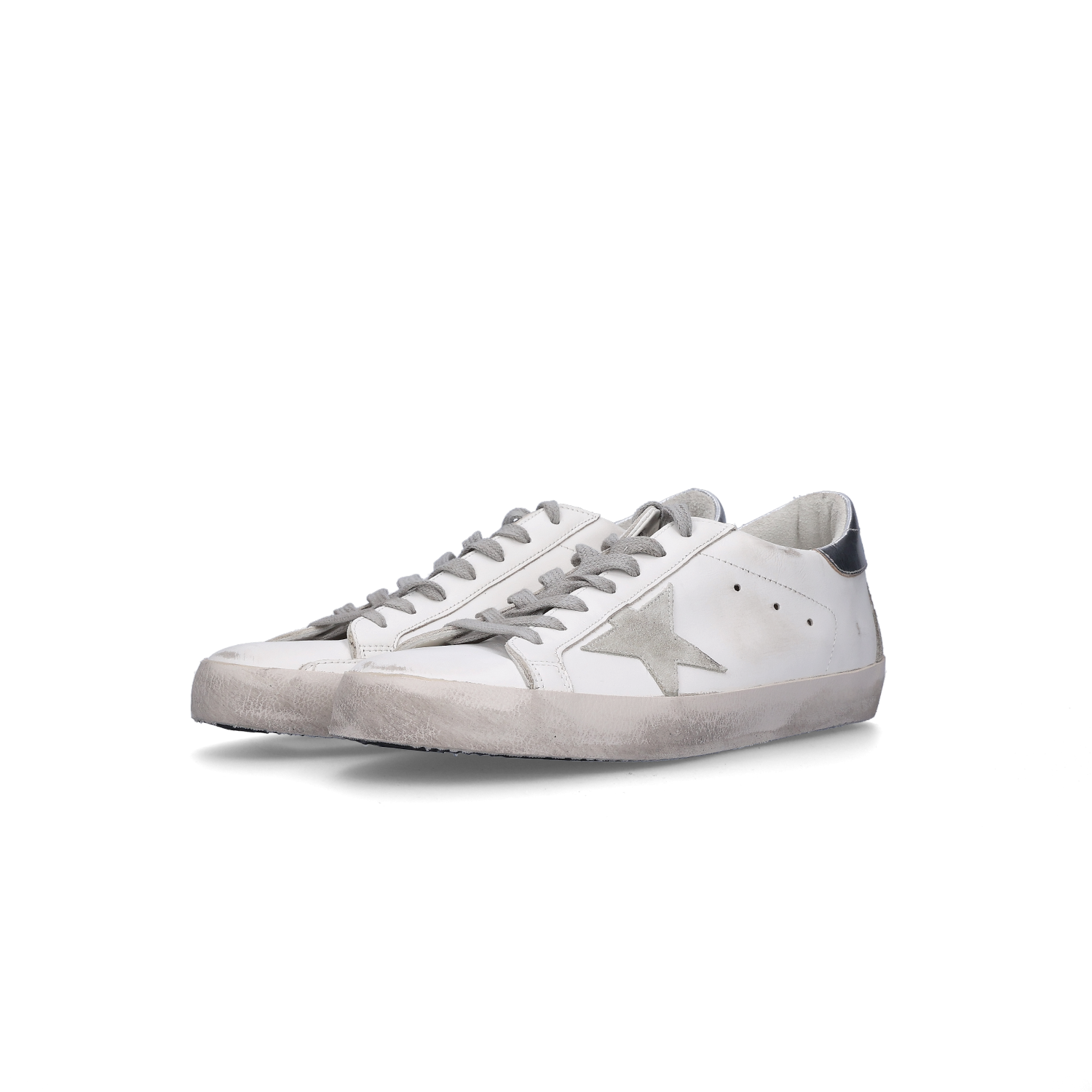 Golden Goose Superstar White Silver Heel Tab Sneakers