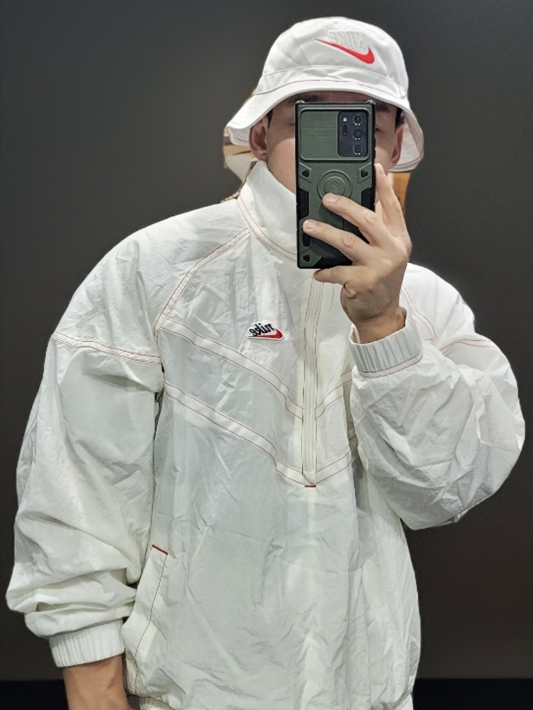 Nike NSW Windrunner SW5 Sail University Red - Asia, Nike NSW Windrunner Lined Woven SW5 Pants Black - Asia 착용 스타일 - 2