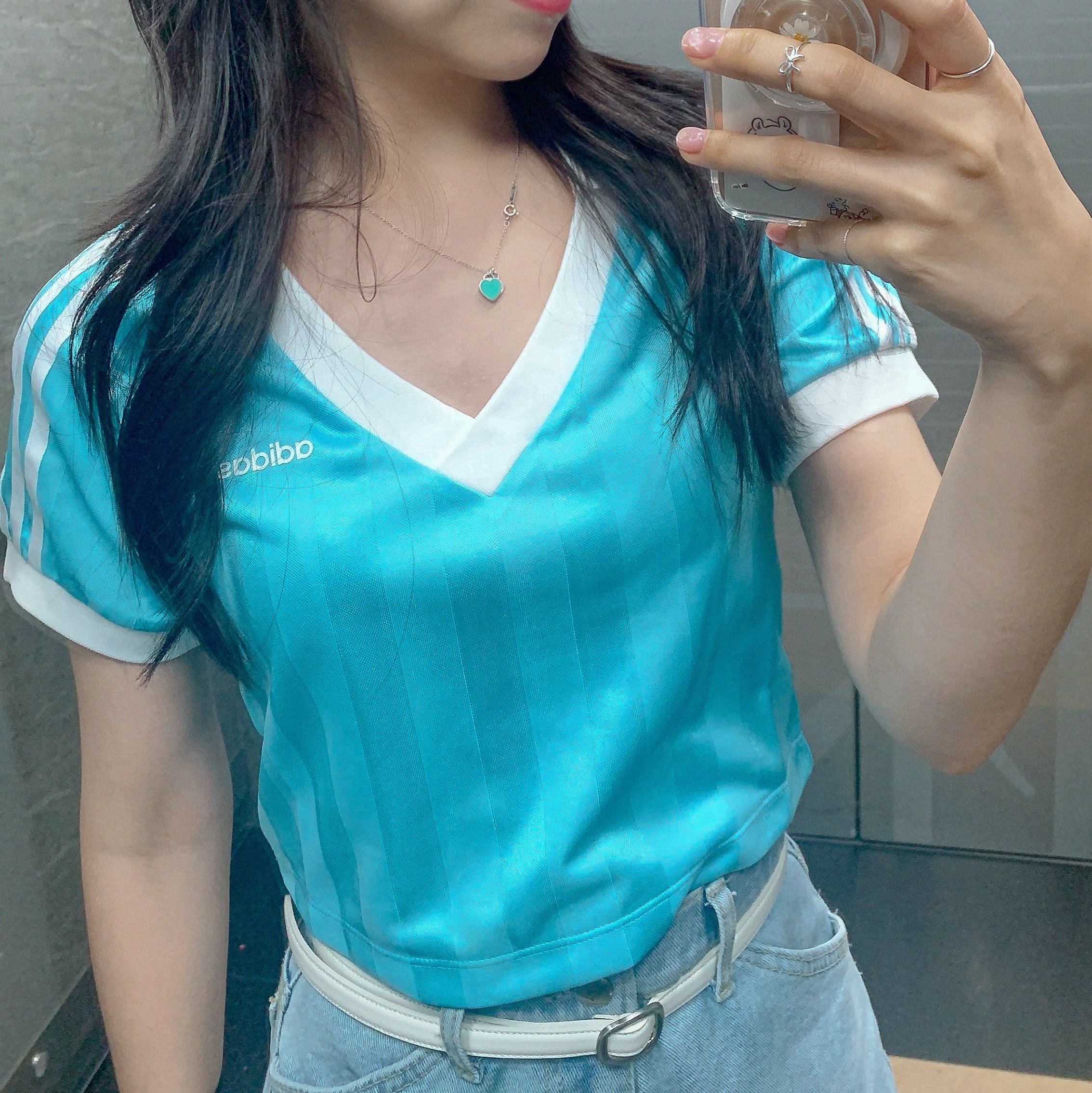 (W) Adidas Football Crop Top Light Aqua - KR Sizing, Tiffany & Co. Return To Tiffany Blue Double Heart Tag Pendant Mini Silver 착용 스타일