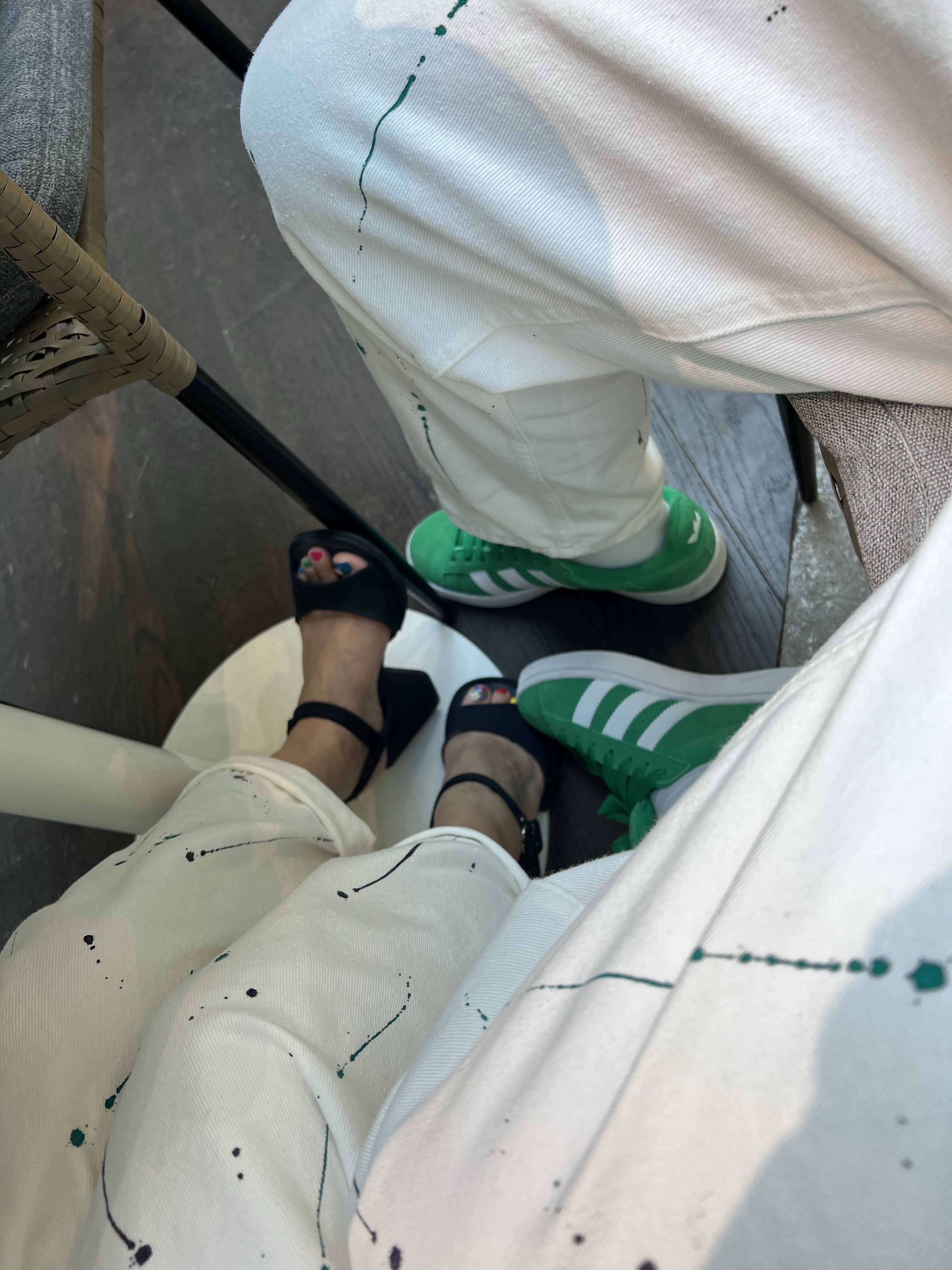(W) Adidas Campus 00s Green Cloud White, Adidas Campus 00s Dark Green Semi Lucid Blue 착용 스타일 - 2