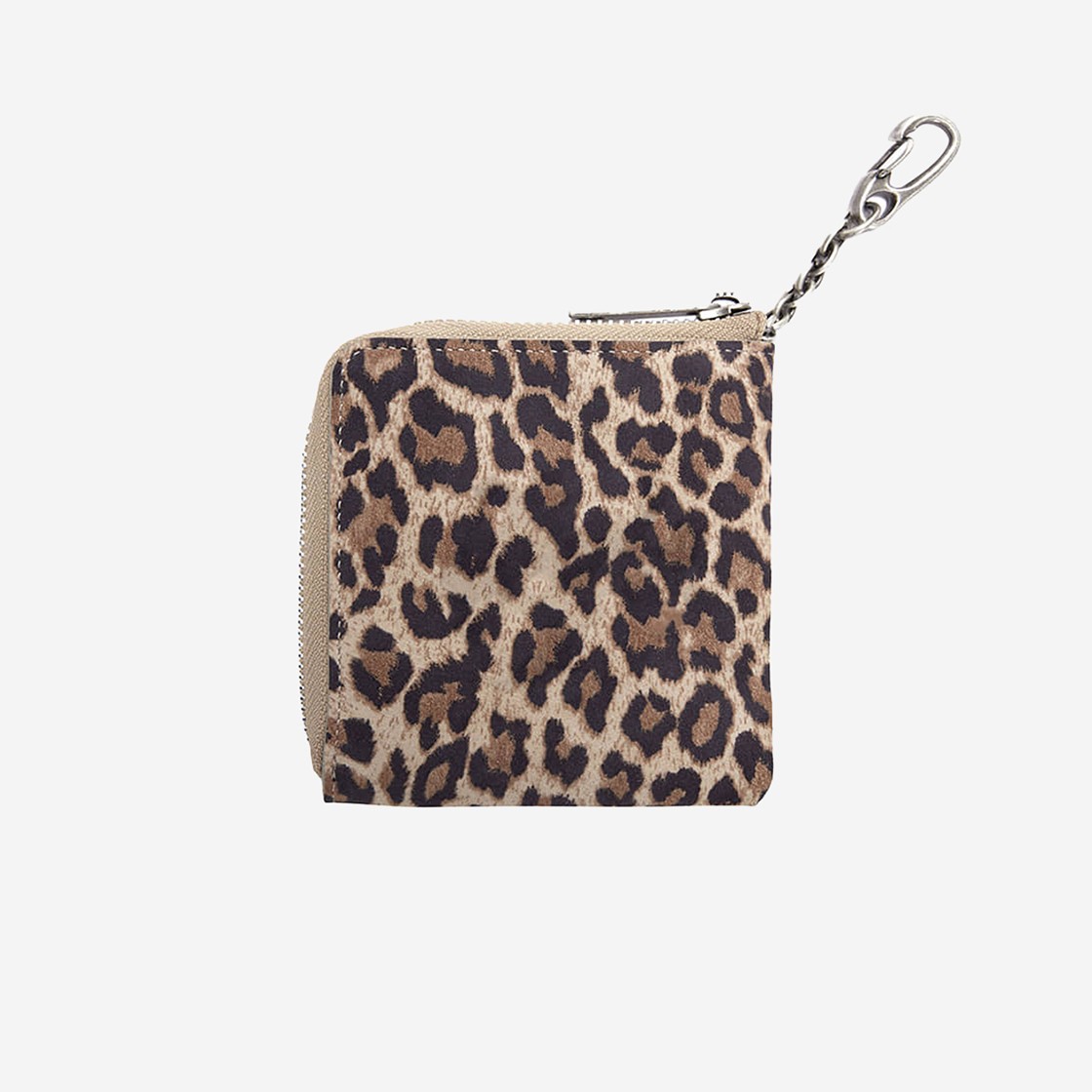 Margesherwood Heart Half Zipper Wallet Silver Logo Cream Leopard Suede 상세 이미지 2