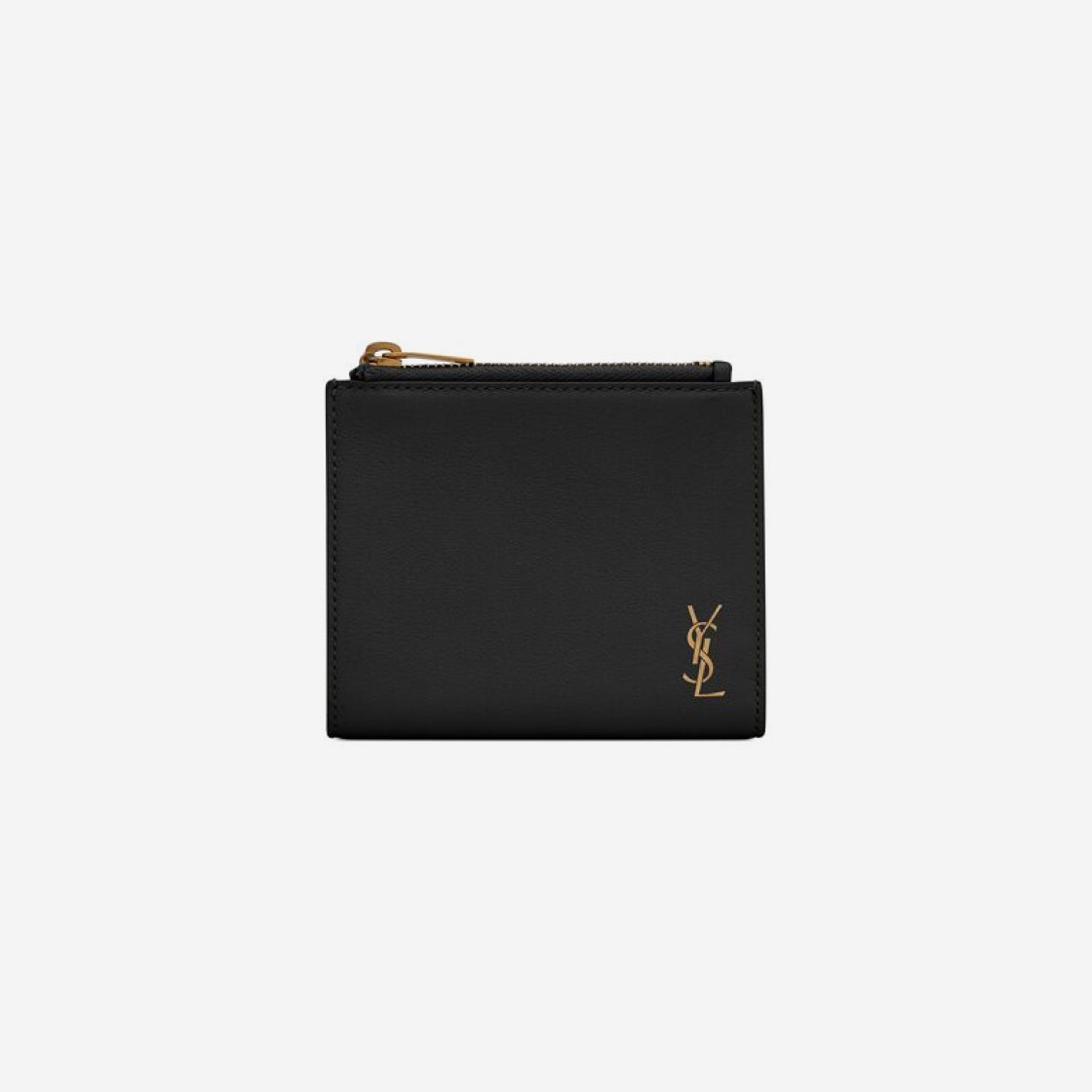 Saint Laurent Tiny Cassandre Bi-Fold ID Wallet in Grained Leather Black 상세 이미지 1