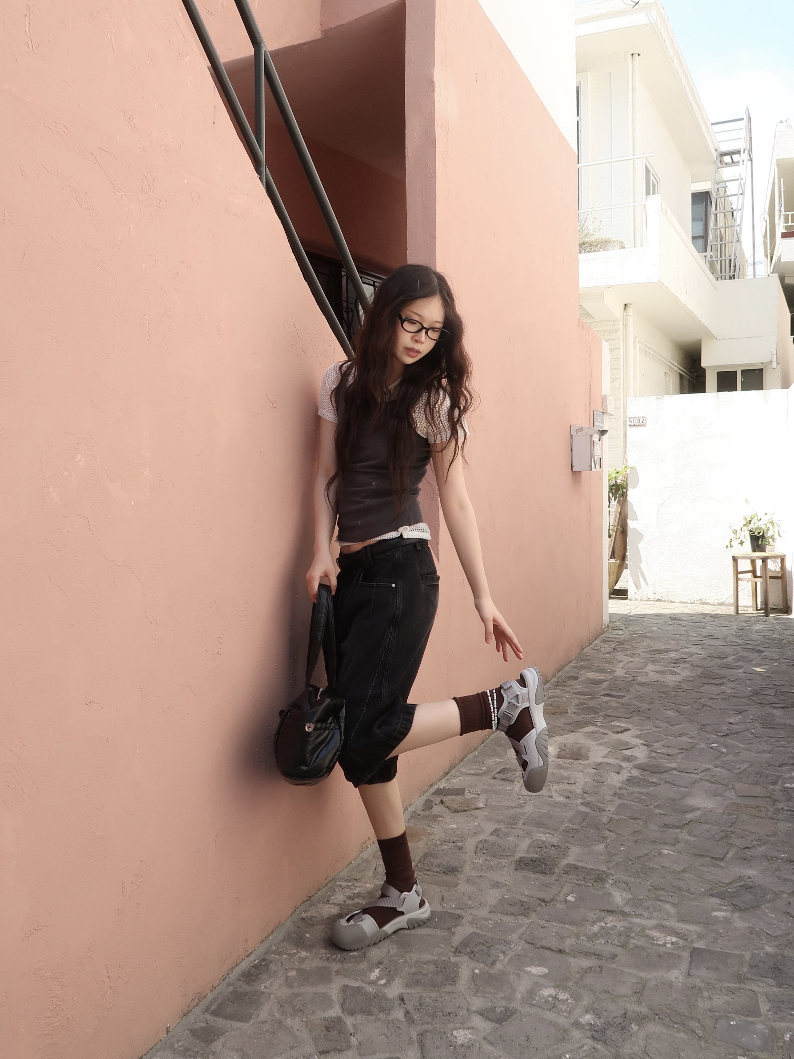 Fila Peito Sandal Grey 착용 스타일 - 2