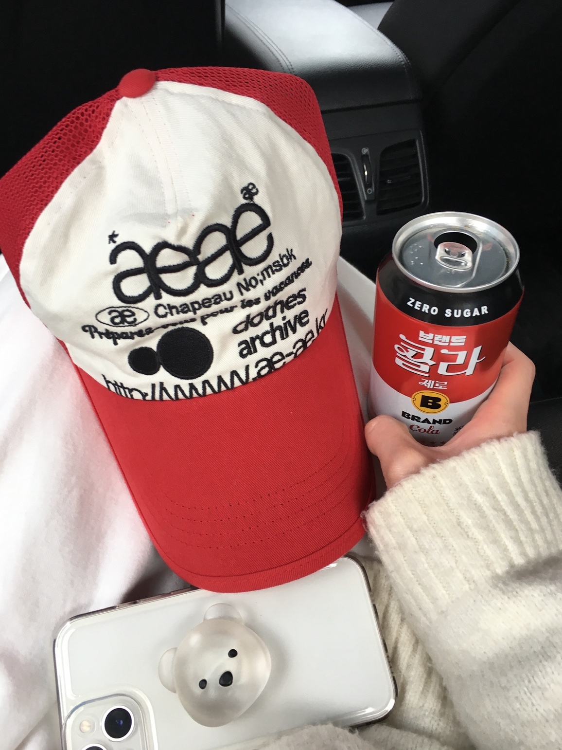 Aeae Web Logo Mesh Cap Red Black 착용 스타일