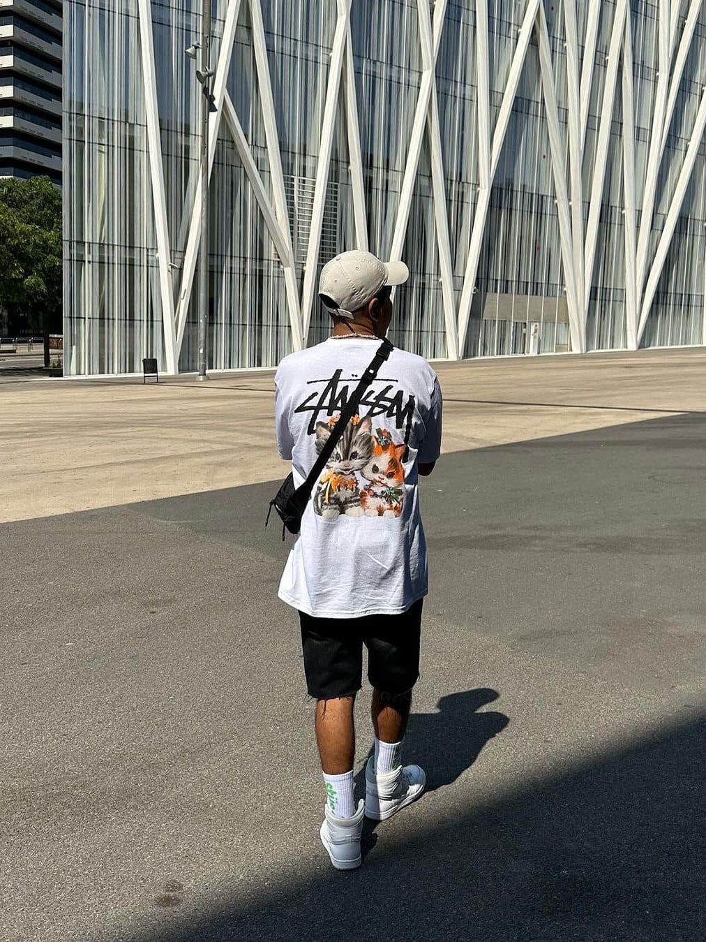 Stussy Basic Stussy T-Shirt White, Stussy Diced Out T-Shirt White 착용 스타일 - 4