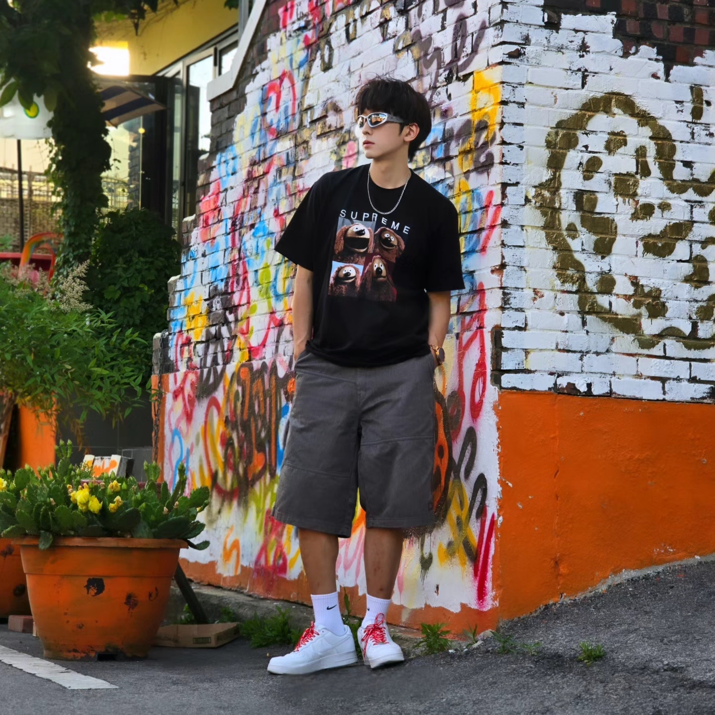 Supreme Rowlf T-Shirt Black - 24SS, Samsung Galaxy Watch6 44mm LTE Silver (Korean Ver.) 착용 스타일 - 4