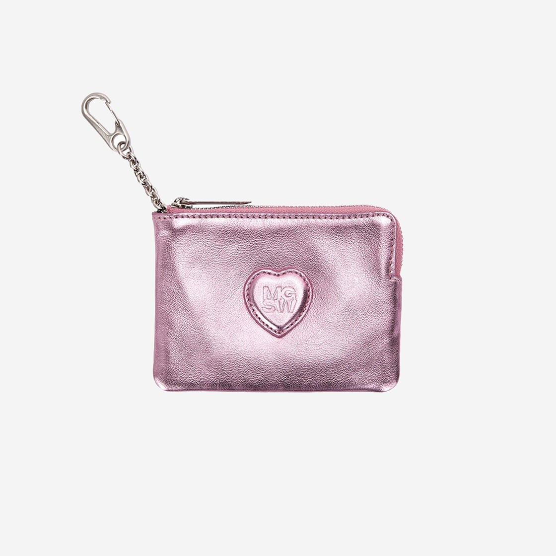 Margesherwood Heart Zipper Wallet Metallic Pink Foiled Plain 상세 이미지 1