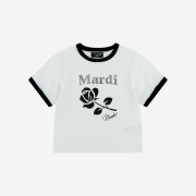 Mardi X Nardis Rose Ringer T Shirt Tight Fit White Black