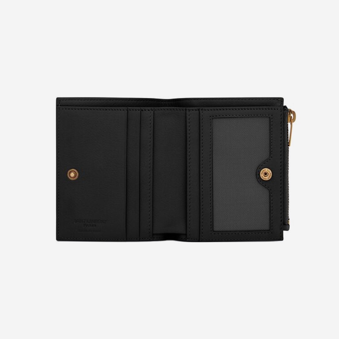 Saint Laurent Tiny Cassandre Bi-Fold ID Wallet in Grained Leather Black 상세 이미지 3