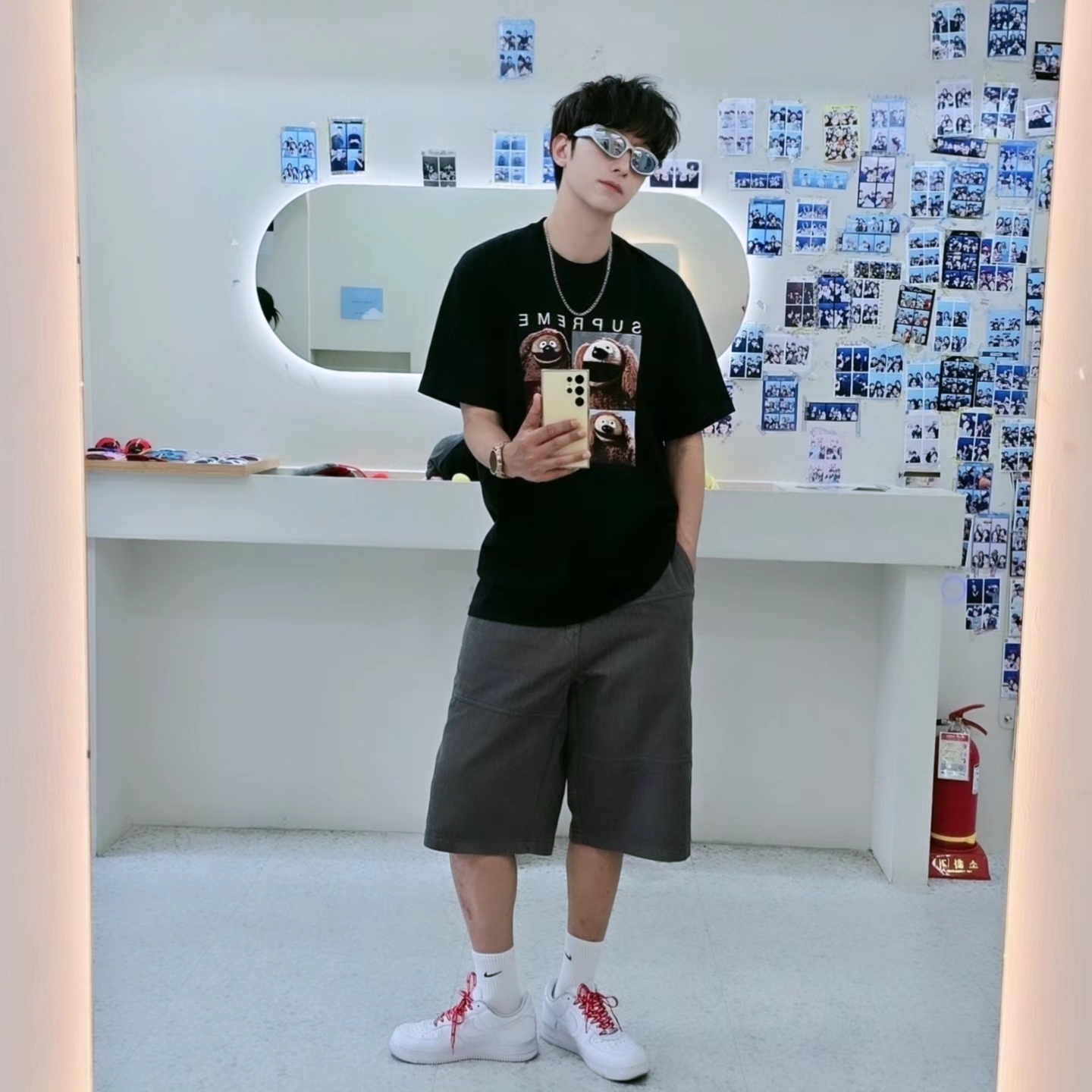 Supreme Rowlf T-Shirt Black - 24SS, Samsung Galaxy Watch6 44mm LTE Silver (Korean Ver.) 착용 스타일 - 9