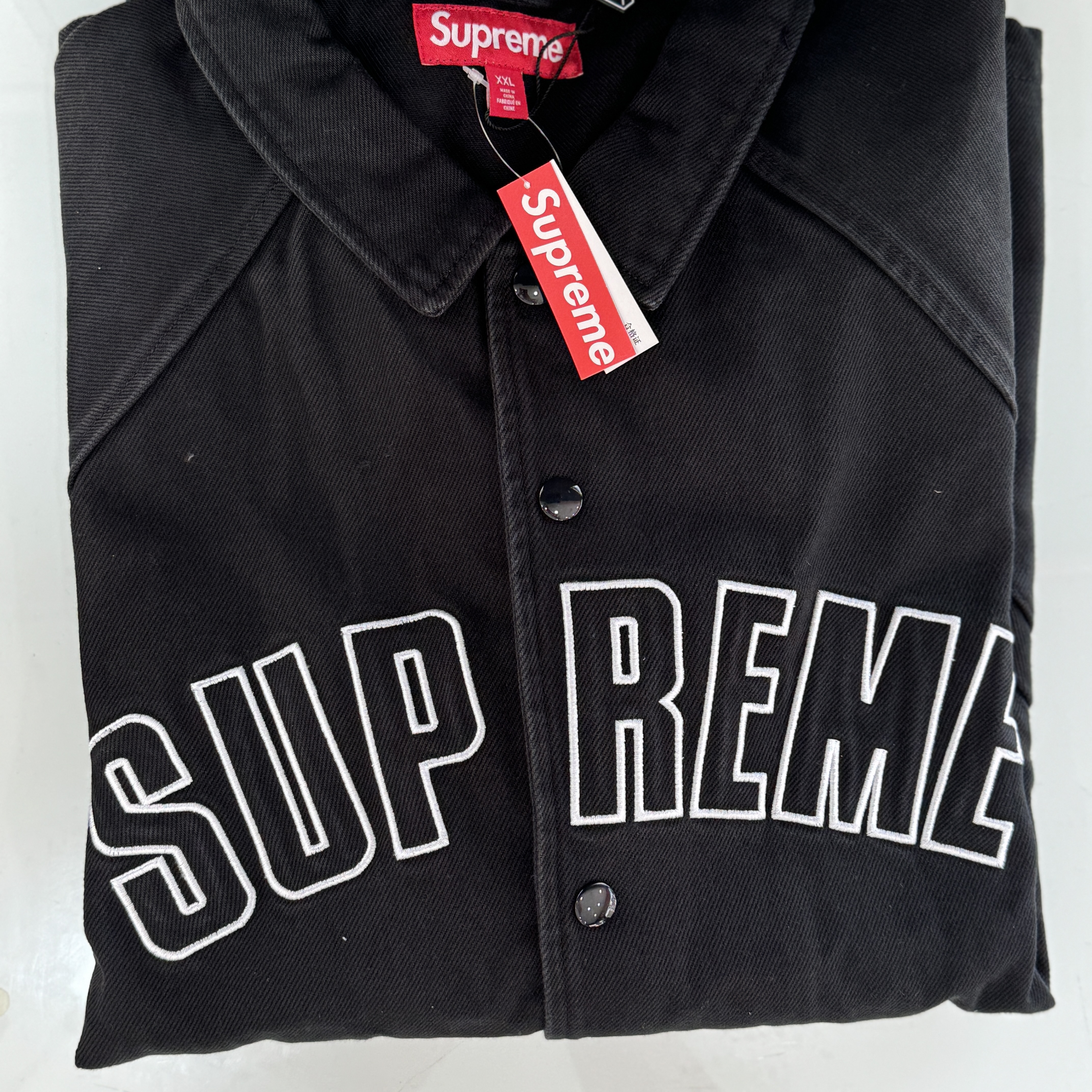 Supreme Arc Denim Coaches Jacket Black - 24SS 착용 스타일