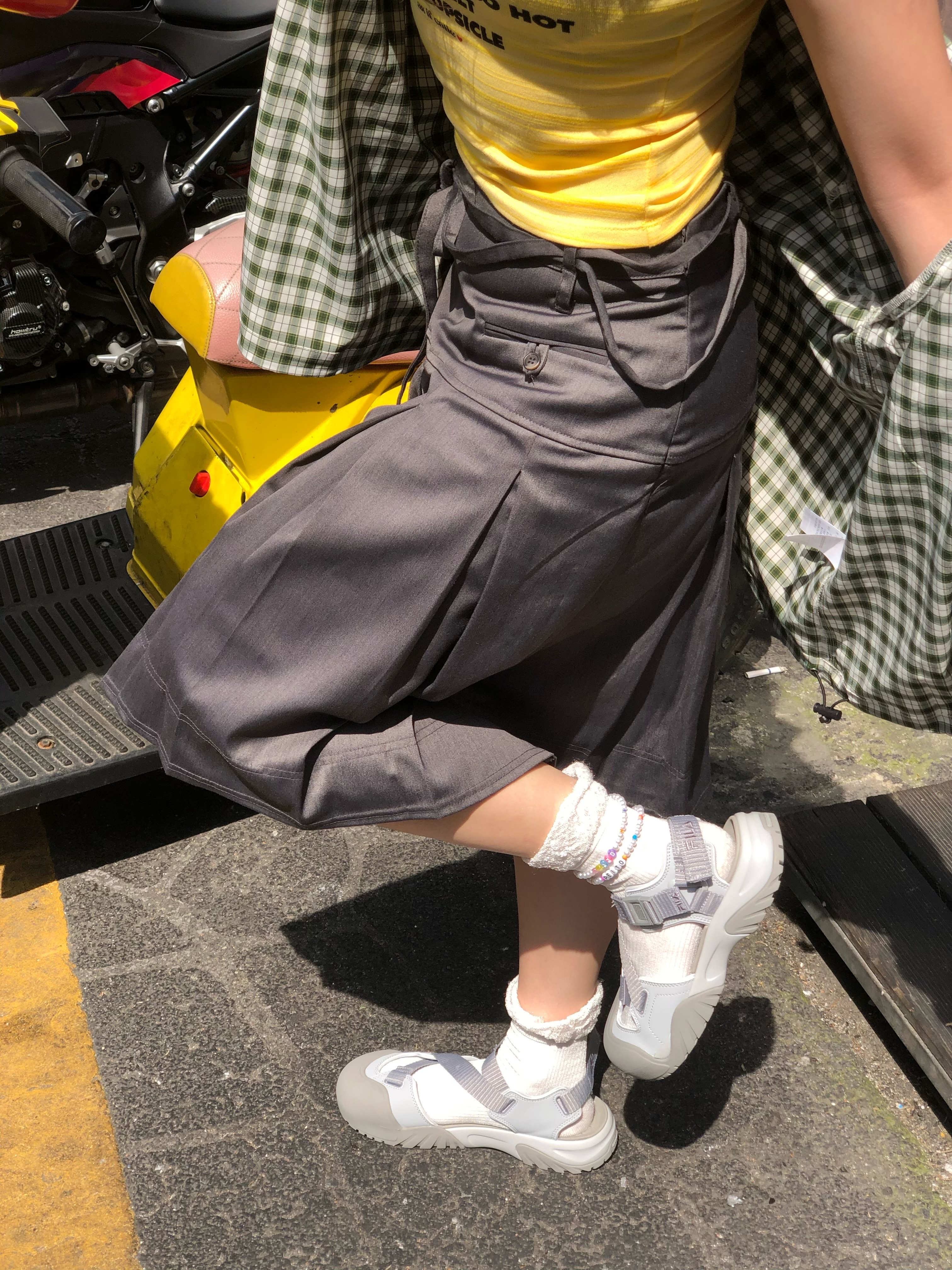 Fila Peito Sandal Grey 착용 스타일 - 3
