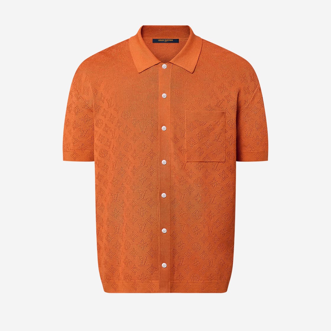 Louis Vuitton Monogram Pointelle Short Sleeved Cotton Shirt Orange 상세 이미지 1