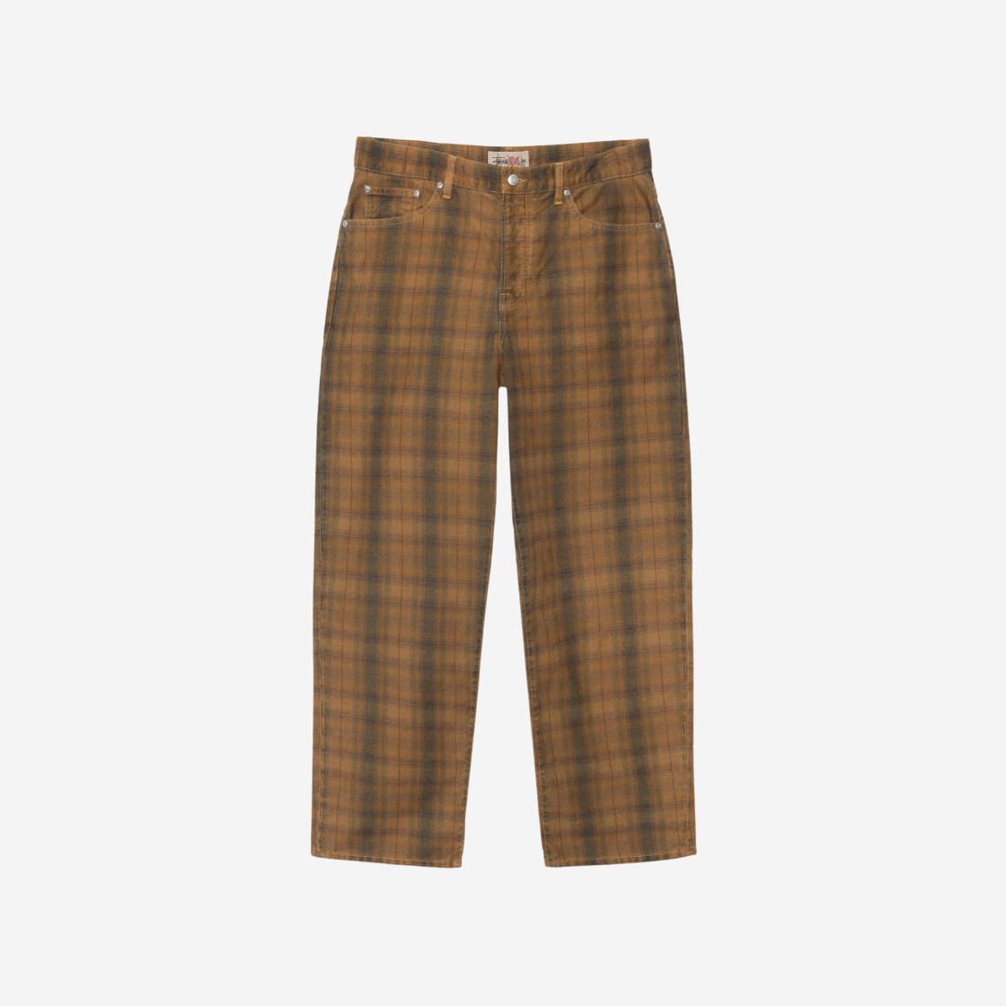 Stussy Washed Canvas Plaid Big OL' Jeans Brown 상세 이미지 1