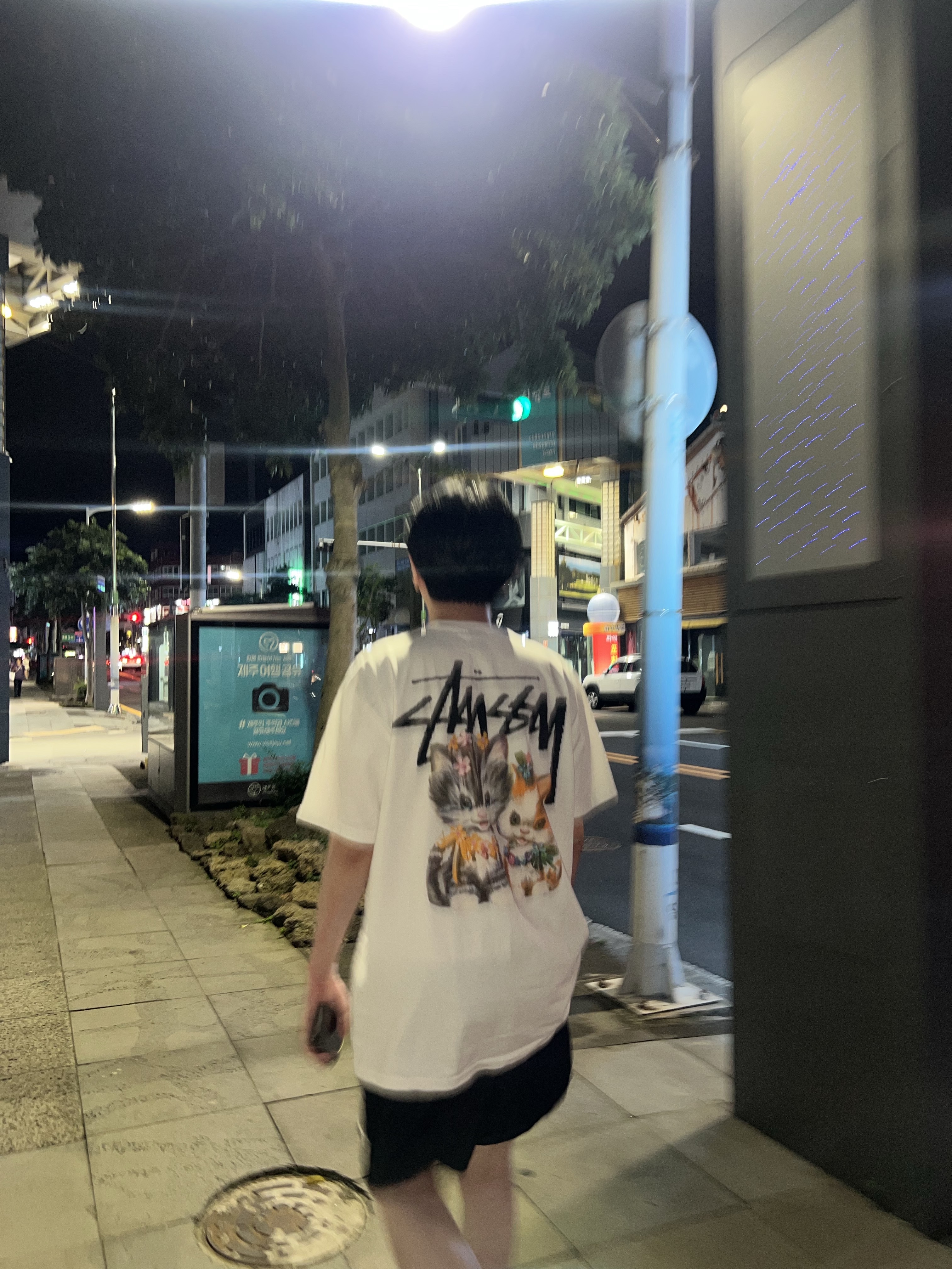 Stussy Kittens T-Shirt White 착용 스타일 - 2