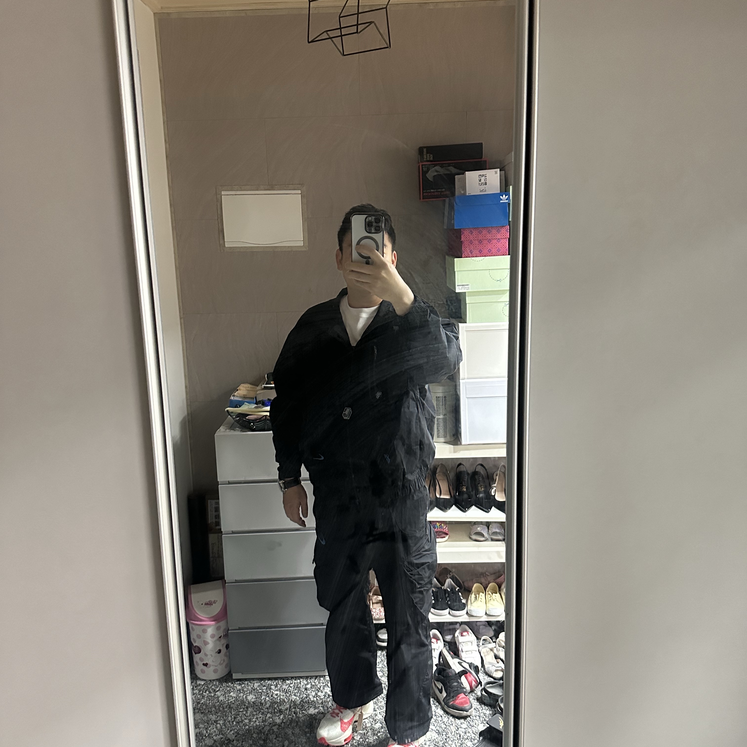 Nike x Off-White Air Zoom Tempo Next% Solar Red, Nike x Off-White NRG Track Suit Black - Asia 착용 스타일 - 2