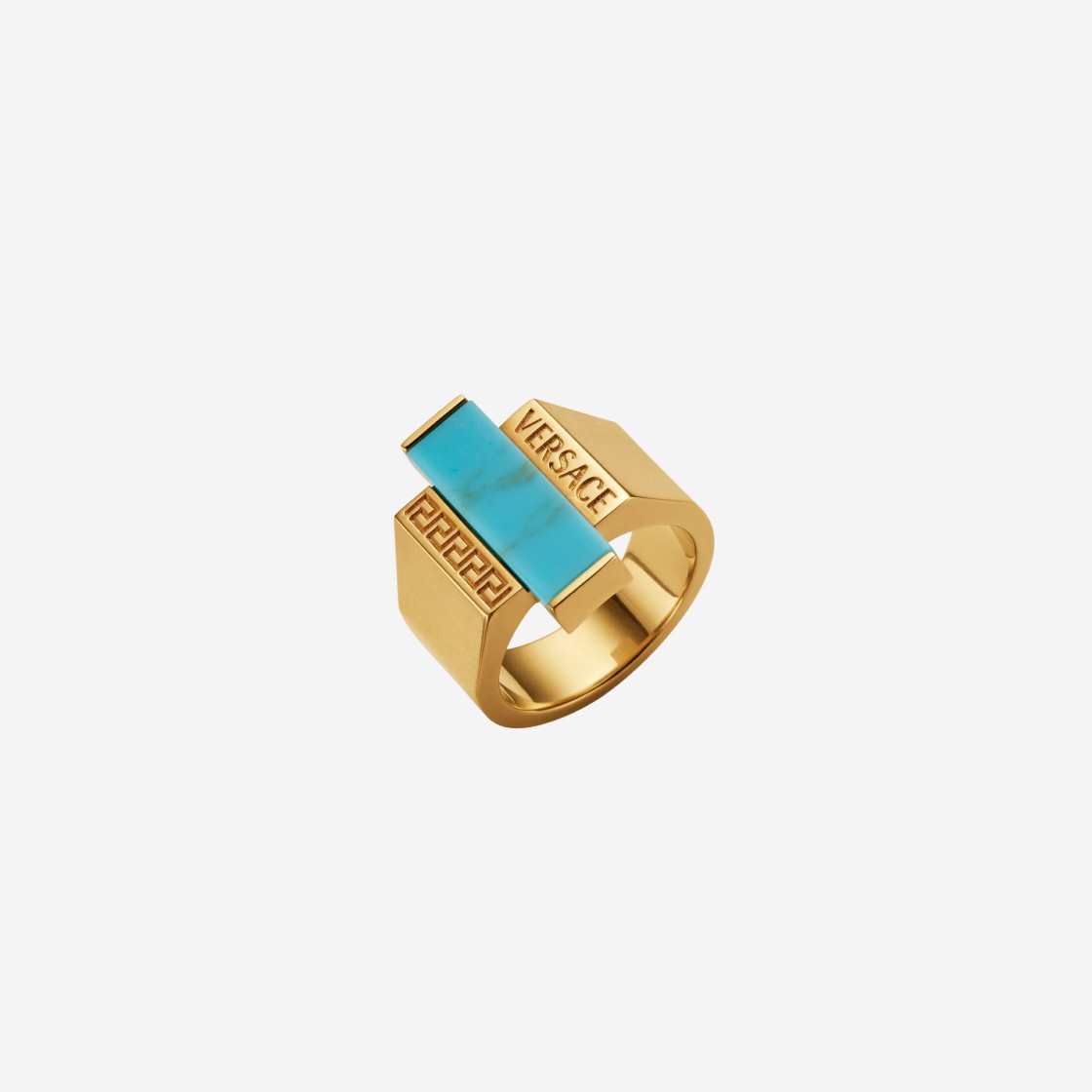 Versace Greca Turquoise Gemstone Ring Gold 상세 이미지 1