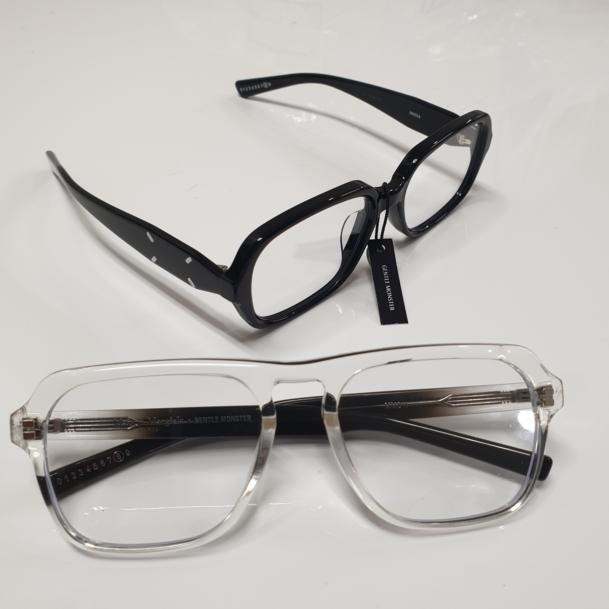 Gentle Monster x Maison Margiela MM114 Black Clear, Gentle Monster x Maison Margiela MM011 Clear Black Gradient 착용 스타일