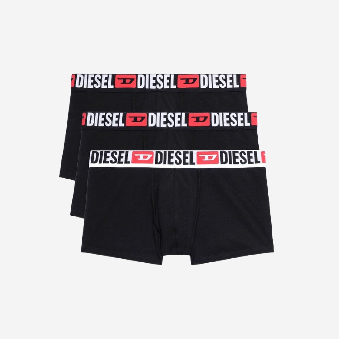 Diesel Umbx Damien All Over Logo Waist Boxers Black (3 Pack) 상세 이미지 1