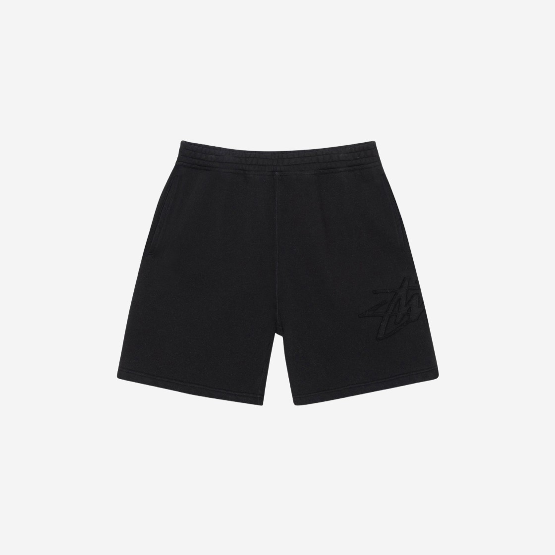 Stussy Tonal Applique Fleece Shorts Black 상세 이미지 1