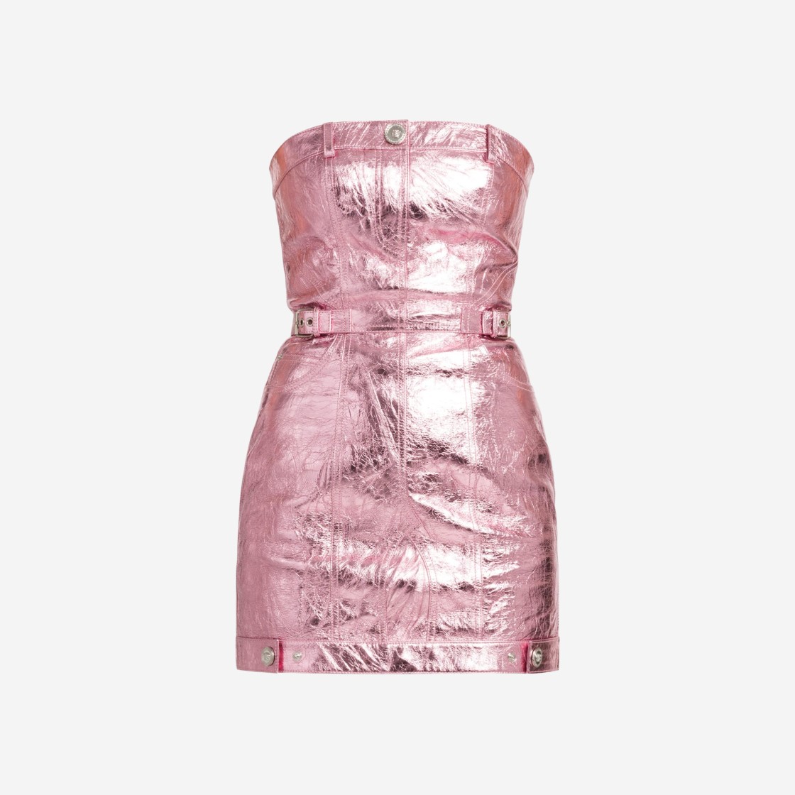 (W) Versace Metallic Leather Mini Dress Baby Pink 상세 이미지 1