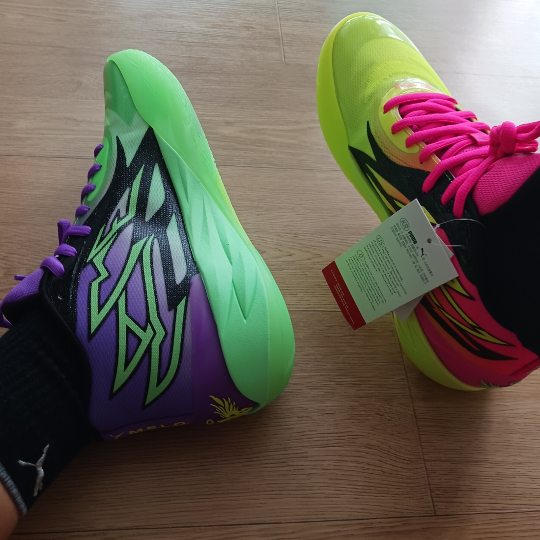 Puma x Rick & Morty MB.02 Lamelo Ball Safety Yellow Elektro Green 착용 스타일