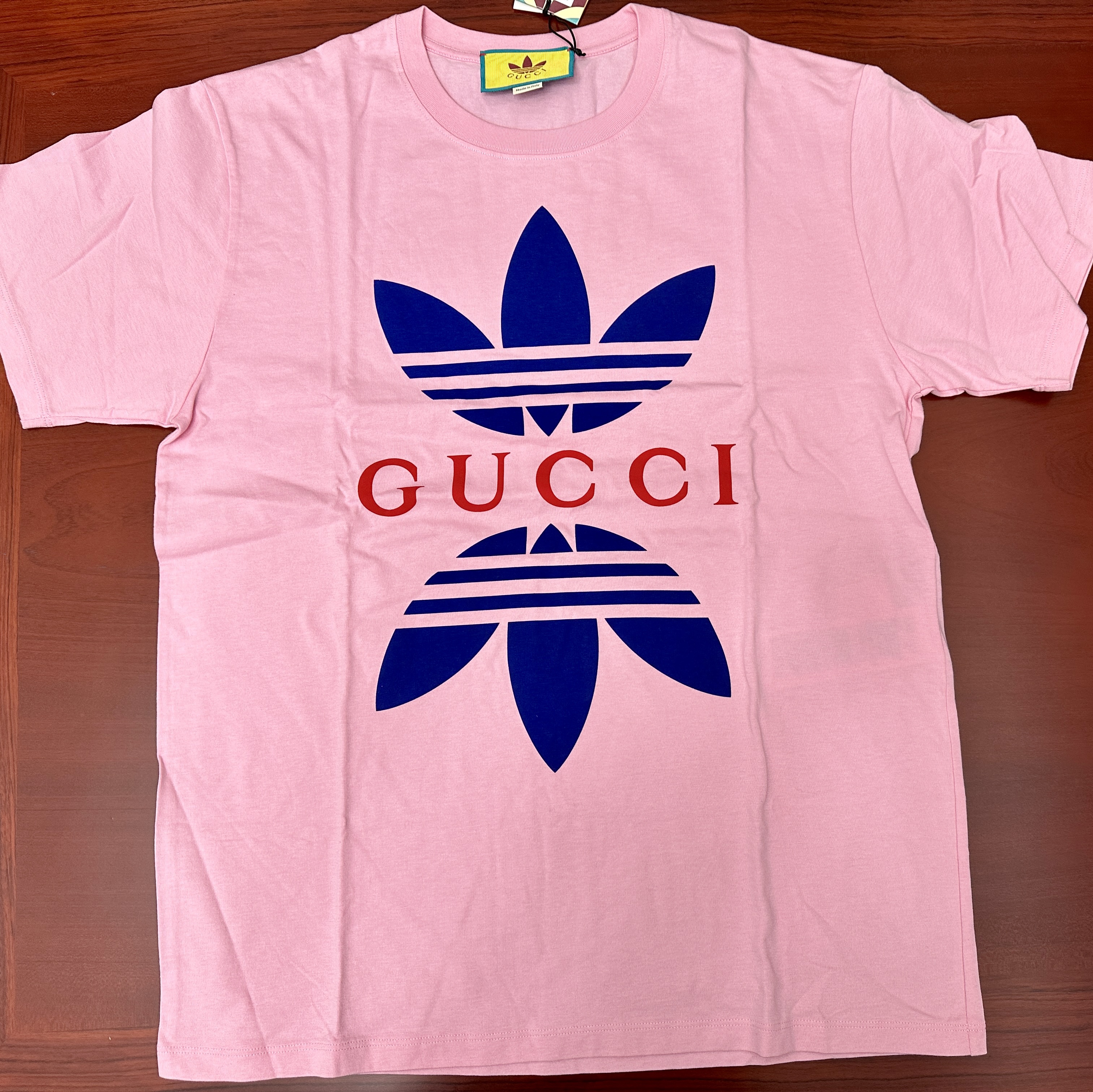 Gucci x Adidas Cotton Jersey T-Shirt Light Pink 착용 스타일 - 1