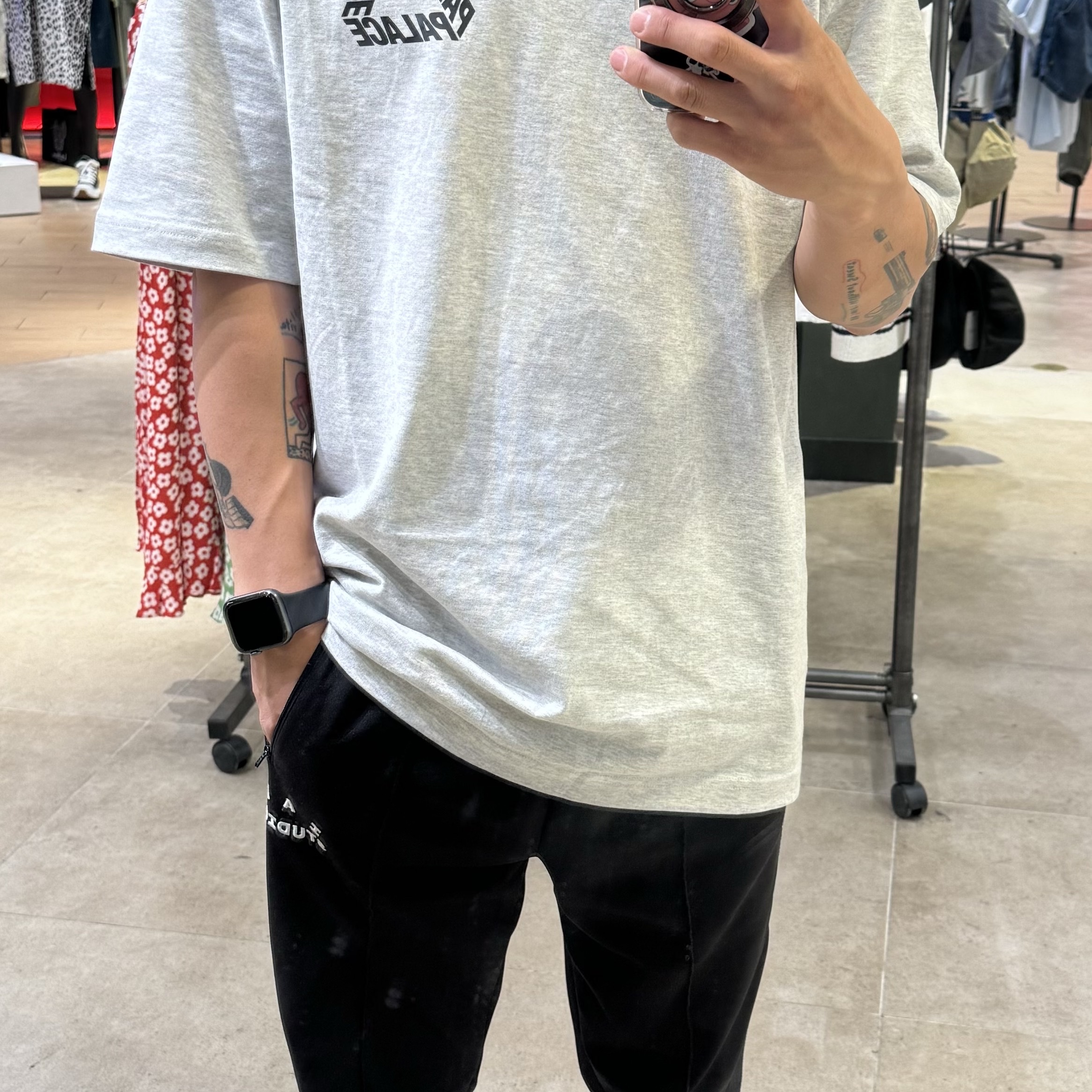 Palace Baked P-3 T-Shirt Grey Marl - 24SS 착용 스타일 - 1