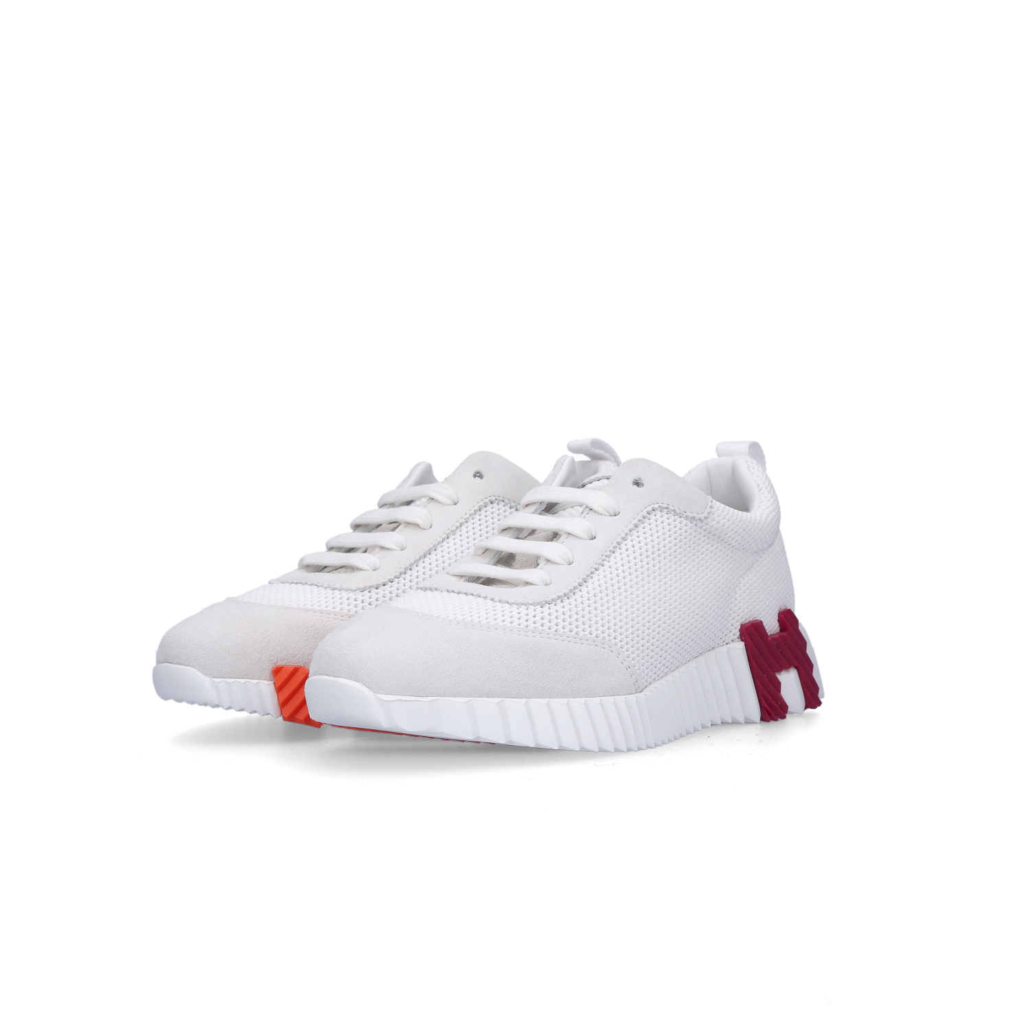 (W) Hermes Bouncing Sneakers Mesh Suede Goatskin & Blanc