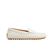 (W) Tod's City Gommino Leather Driving Shoes Off White