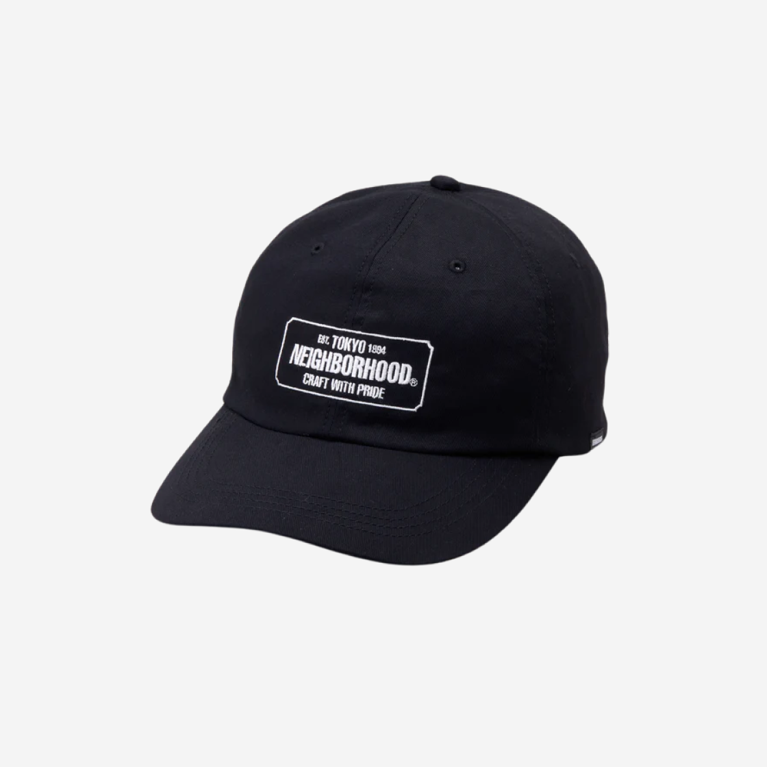 Neighborhood Embroidered Logo Patch Cotton Twill Dad Cap Black 상세 이미지 1