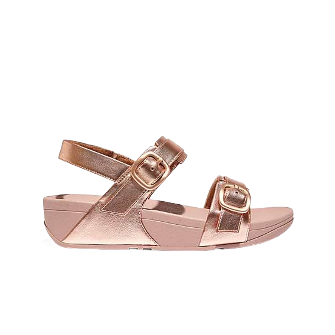 (W) 핏플랍 루루 어드저스터블 버클 메탈릭 레더 백 스트랩 샌들 로즈 골드((W) FITFLOP Lulu Adjustable Buckle Metallic Leather Back Strap Sandals Rose Gold) - 1