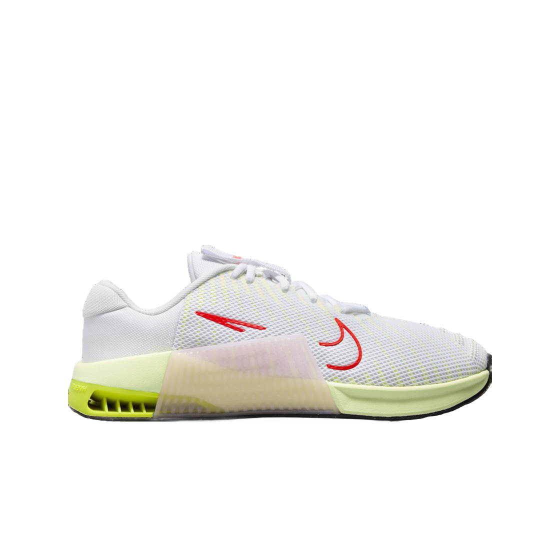 (W) 나이키 메트콘 9 화이트 볼트 베얼리 볼트 브라이트 크림슨