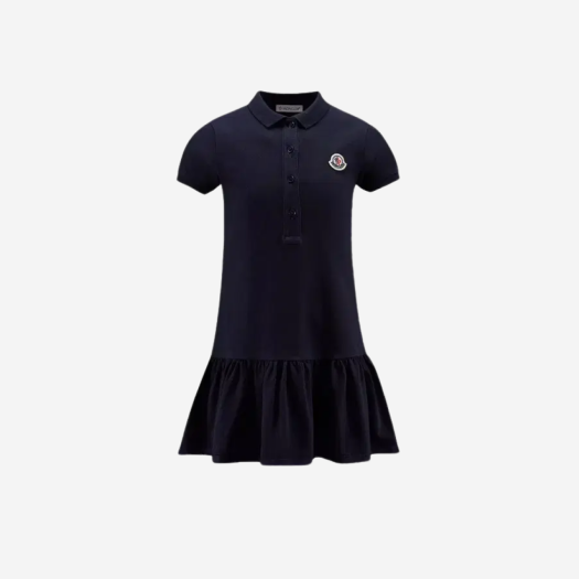 (키즈) 몽클레르 폴로 셔츠 드레스 네이비 블루 - 24SS