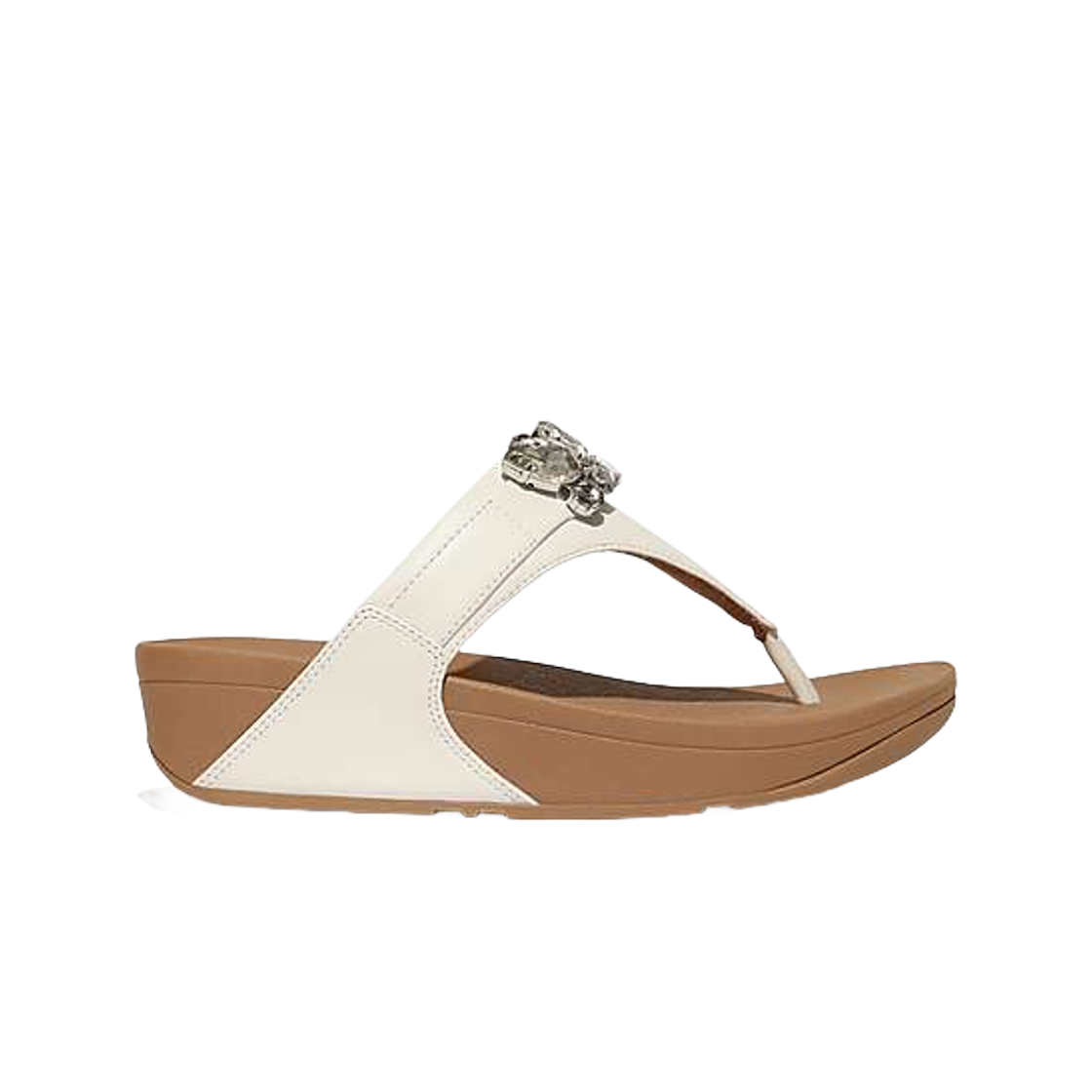 (W) 핏플랍 루루 주얼 디럭스 레더 토 포스트 샌들 어반 화이트((W) FITFLOP Lulu Jewel Deluxe Leather Toe Post Sandals Urban White) - 1