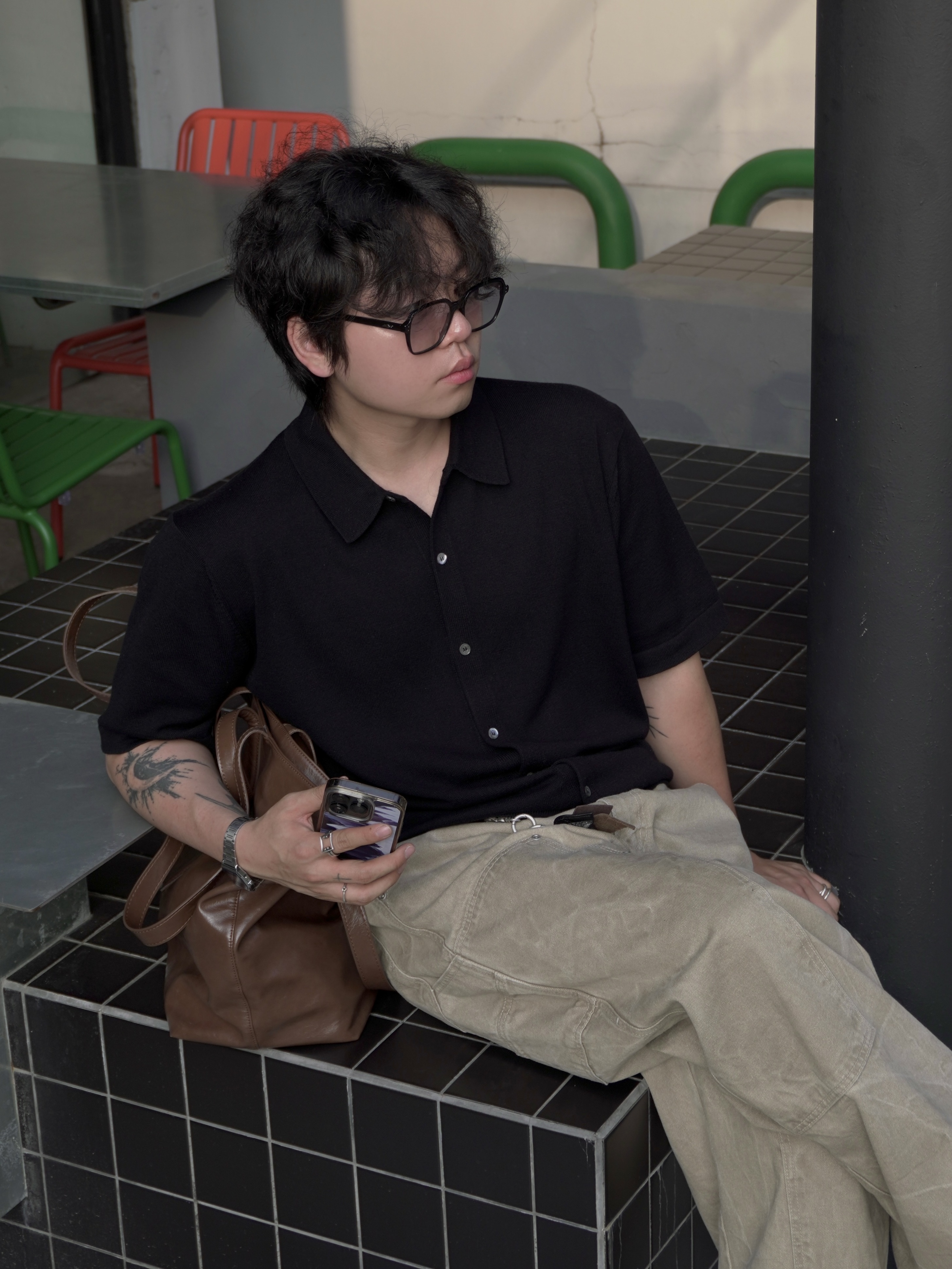 Gentle Monster Kubo 01 Black, Casio A-158WA-1 착용 스타일 - 5