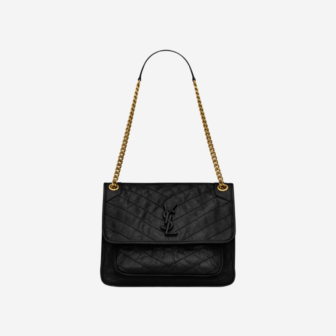 Saint Laurent Niki Medium Chain Bag In Crinkled Vintage Leather Noir 상세 이미지 1