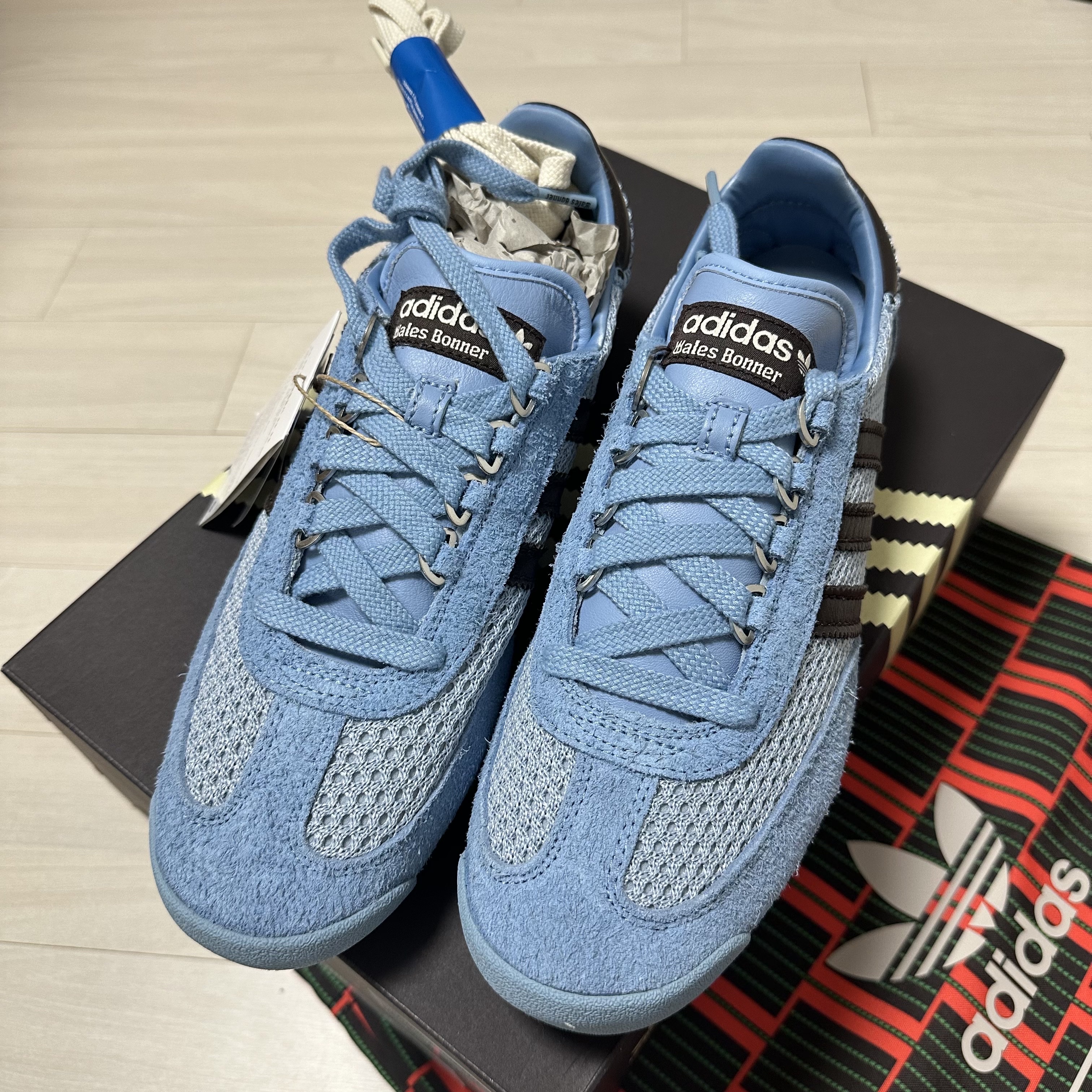 Adidas x Wales Bonner SL 76 Ash Blue Core Black 착용 스타일 - 3