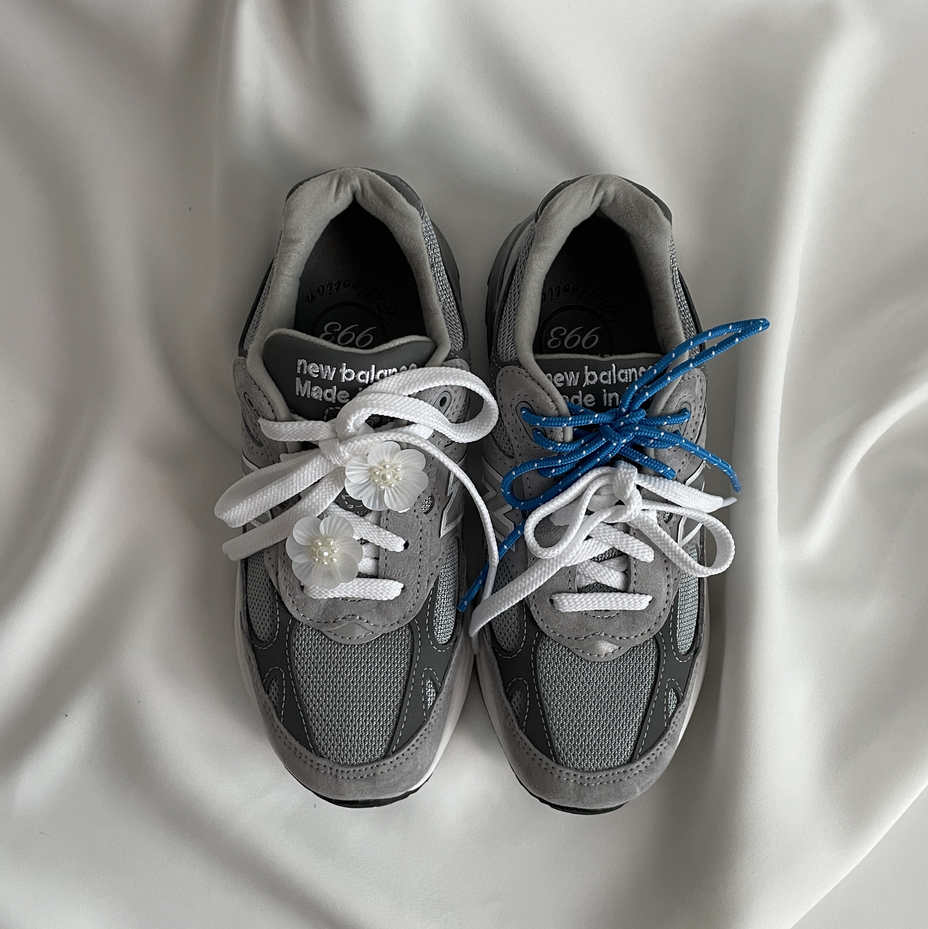 (W) New Balance 993 Made in USA Grey - B Standard 착용 스타일 - 3