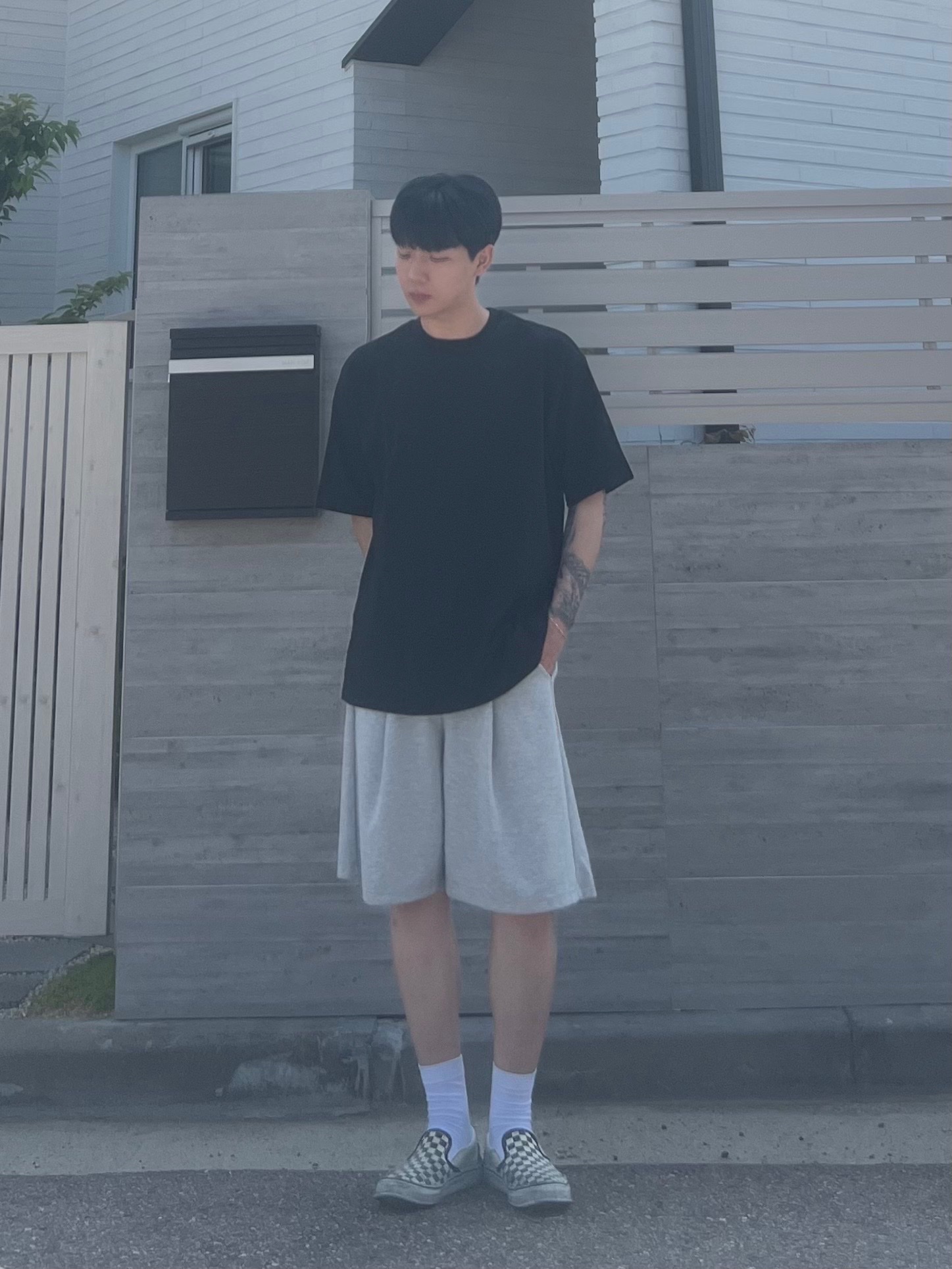 Vans Slip-On Checkerboard 착용 스타일 - 2