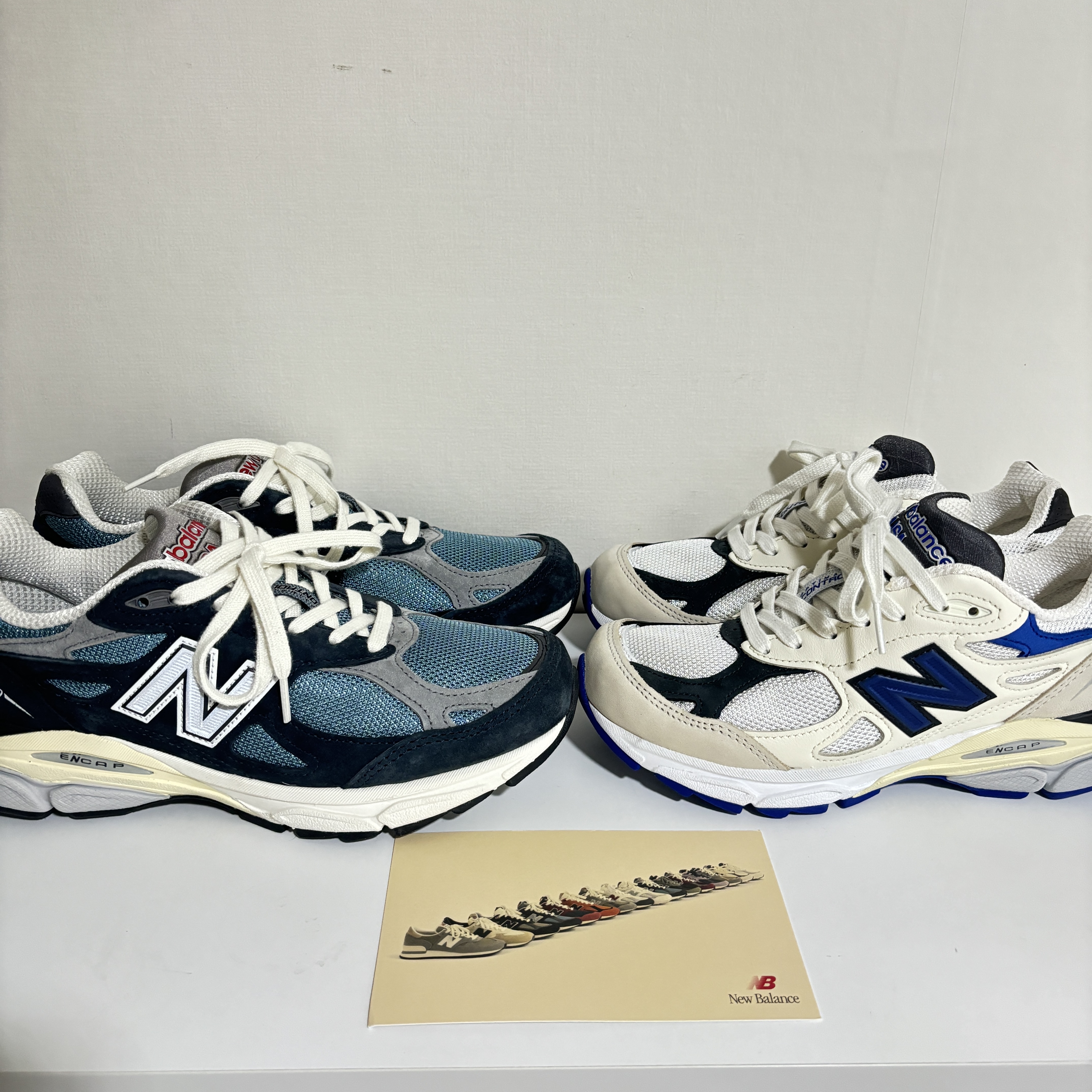 New Balance 990v3 Made in USA Navy Spring Tide, New Balance 990v3 Made in USA White Blue 착용 스타일 - 2