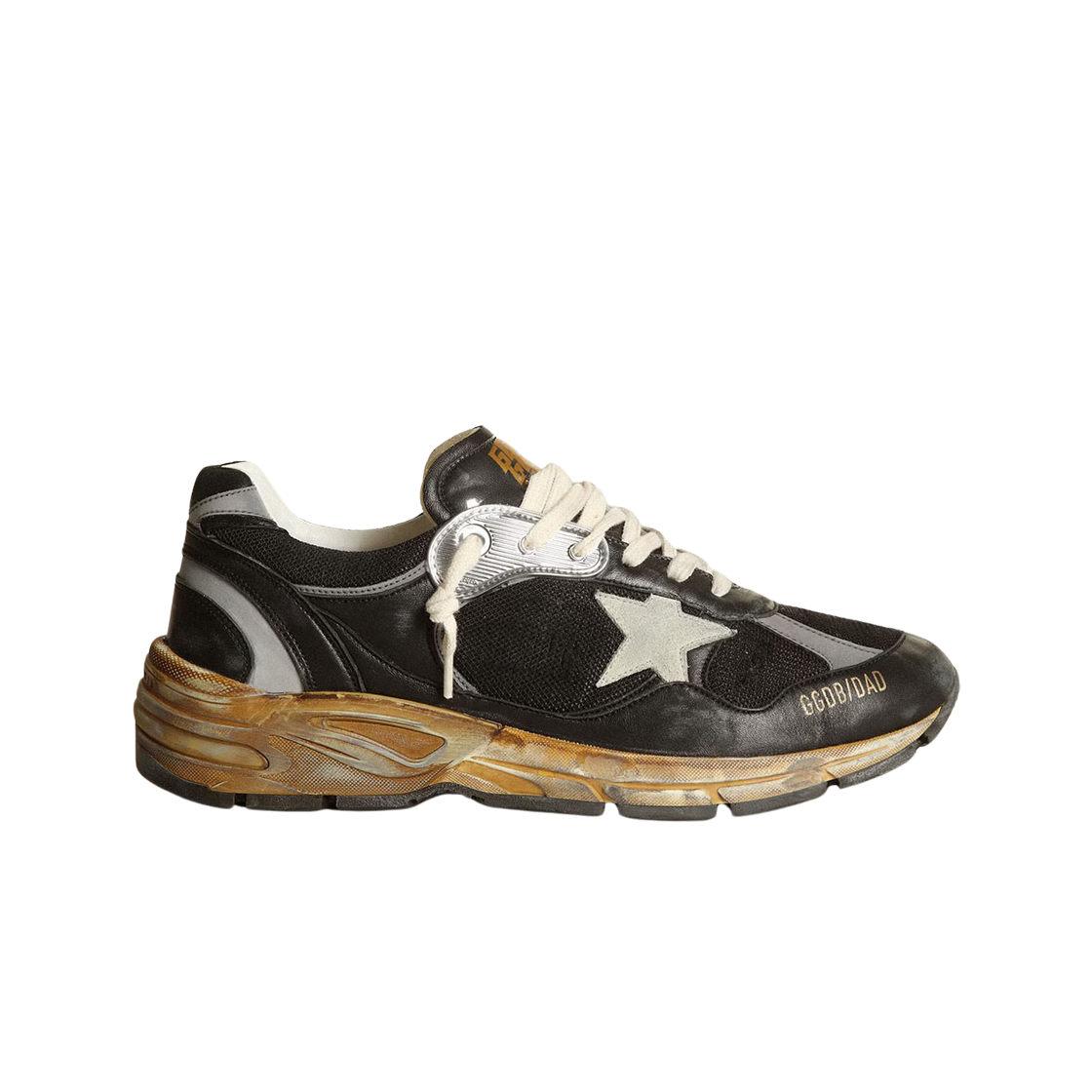 GWF00199-F003270-90282 (W) Golden Goose Mesh and Nappa Leather Dad-Star Sneakers Black Ice Gray