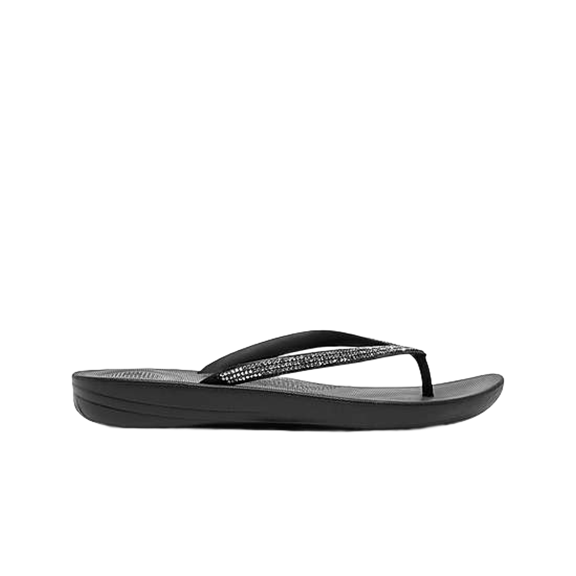 (W) 핏플랍 아이쿠션 스파클 얼고노믹 플립플랍 블랙((W) FITFLOP Iqushion Sparkle Ergonomic Flip Flops Black)