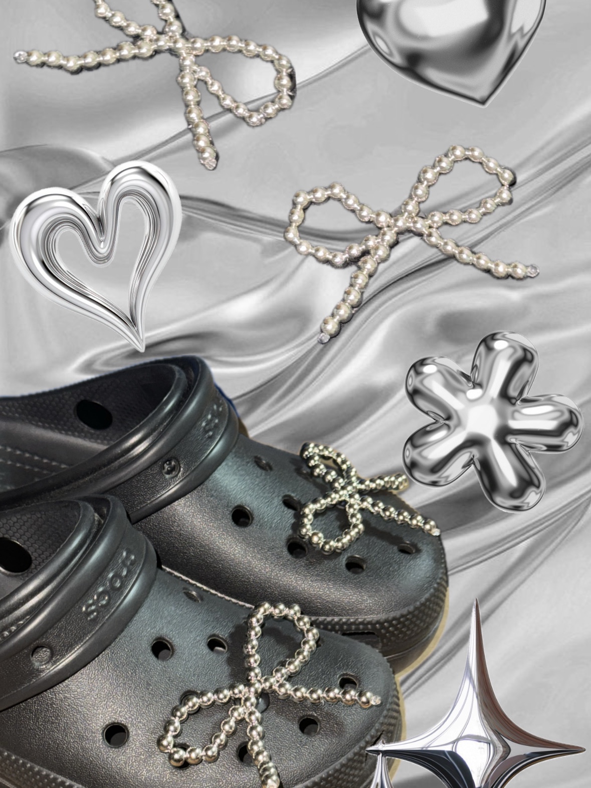 (W) Crocs Classic Platform Clog Black 착용 스타일 - 1