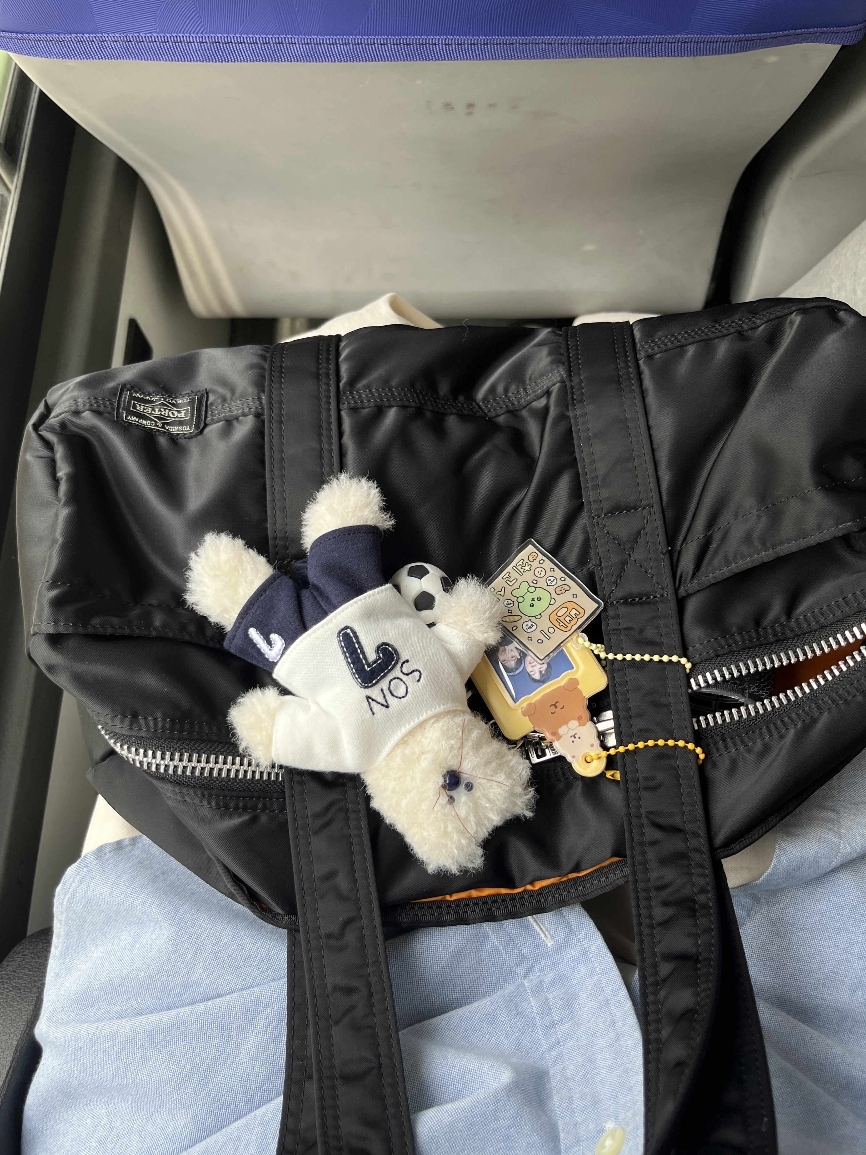 Porter Tanker Duffle Bag L Black, Monamhee x NOS7 SON.hee Keyring Cream 착용 스타일 - 3