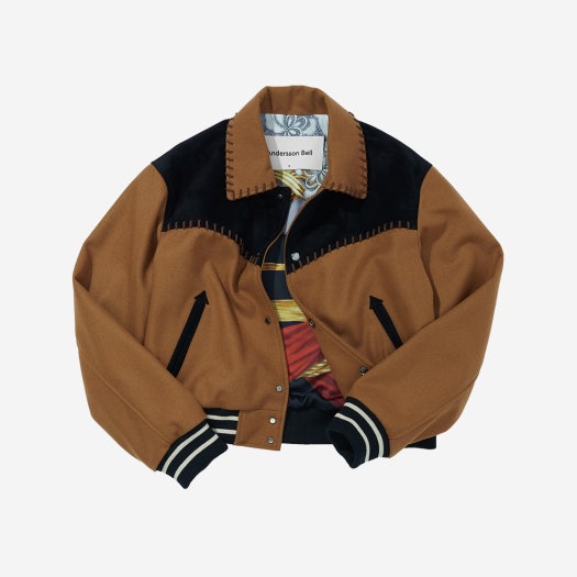 awa454w(BROWN) ADSB Andersson Bell Woman Margo Western Varsity Jacket  Brown