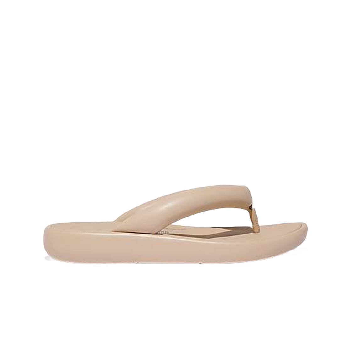 (W) 핏플랍 아이쿠션 D 럭스 패디드 레더 플립플랍 스톤 베이지((W) FITFLOP Iqushion D Luxe Padded Leather Flip Flops Stone Beige)