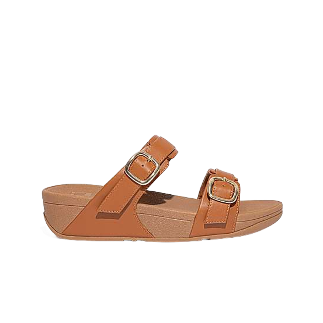 (W) 핏플랍 루루 어드저스터블 레더 슬라이드 라이트 탄((W) FITFLOP Lulu Adjustable Leather Slides Light Tan) - 1