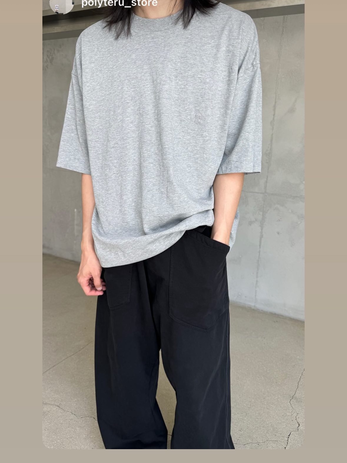 Polyteru Human Index Human Jumbo 1/2 T-Shirt Gray, Polyteru Human Index Index Sweatpants Black 착용 스타일